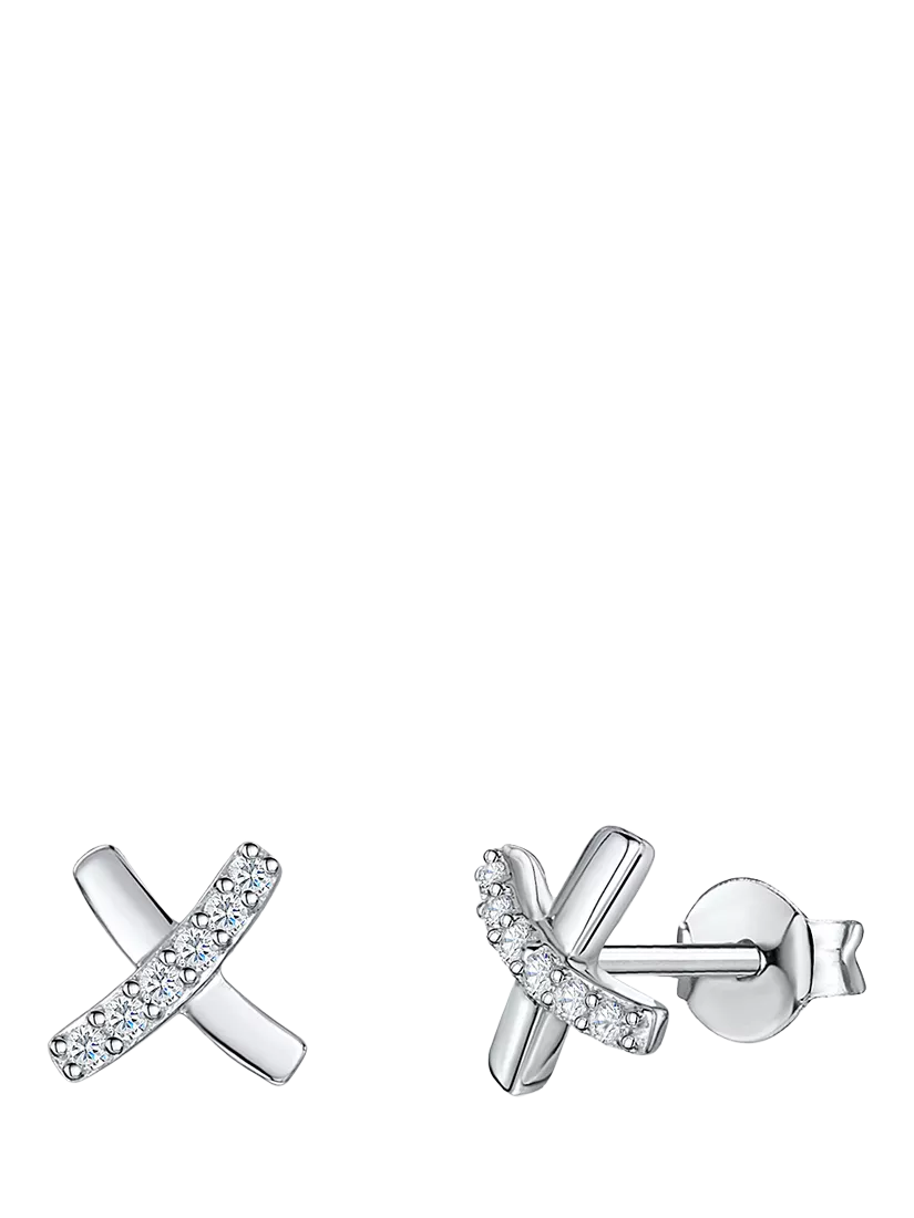 Jools cross stud earrings in silver (British brand)