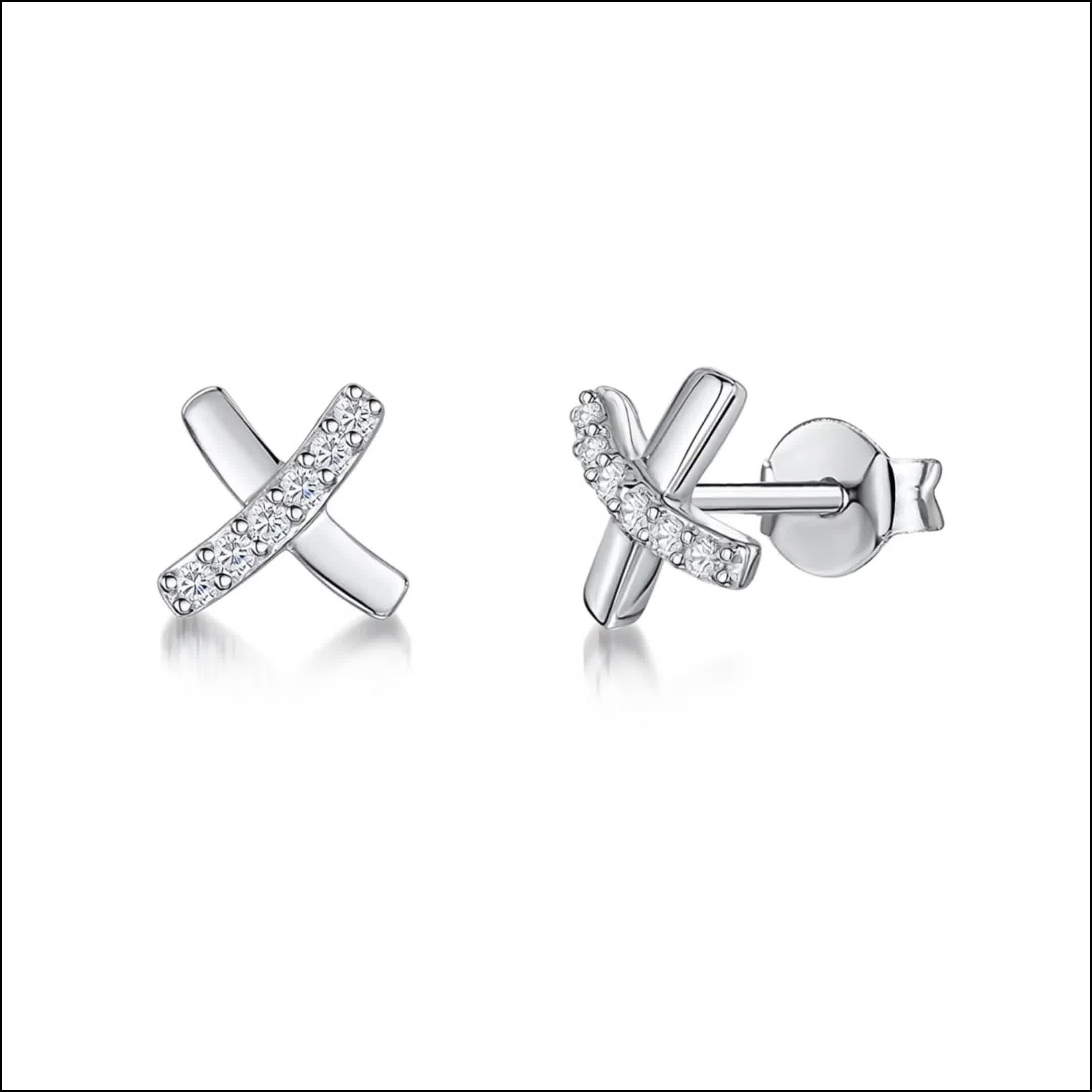 Jools cross stud earrings in silver (British brand)