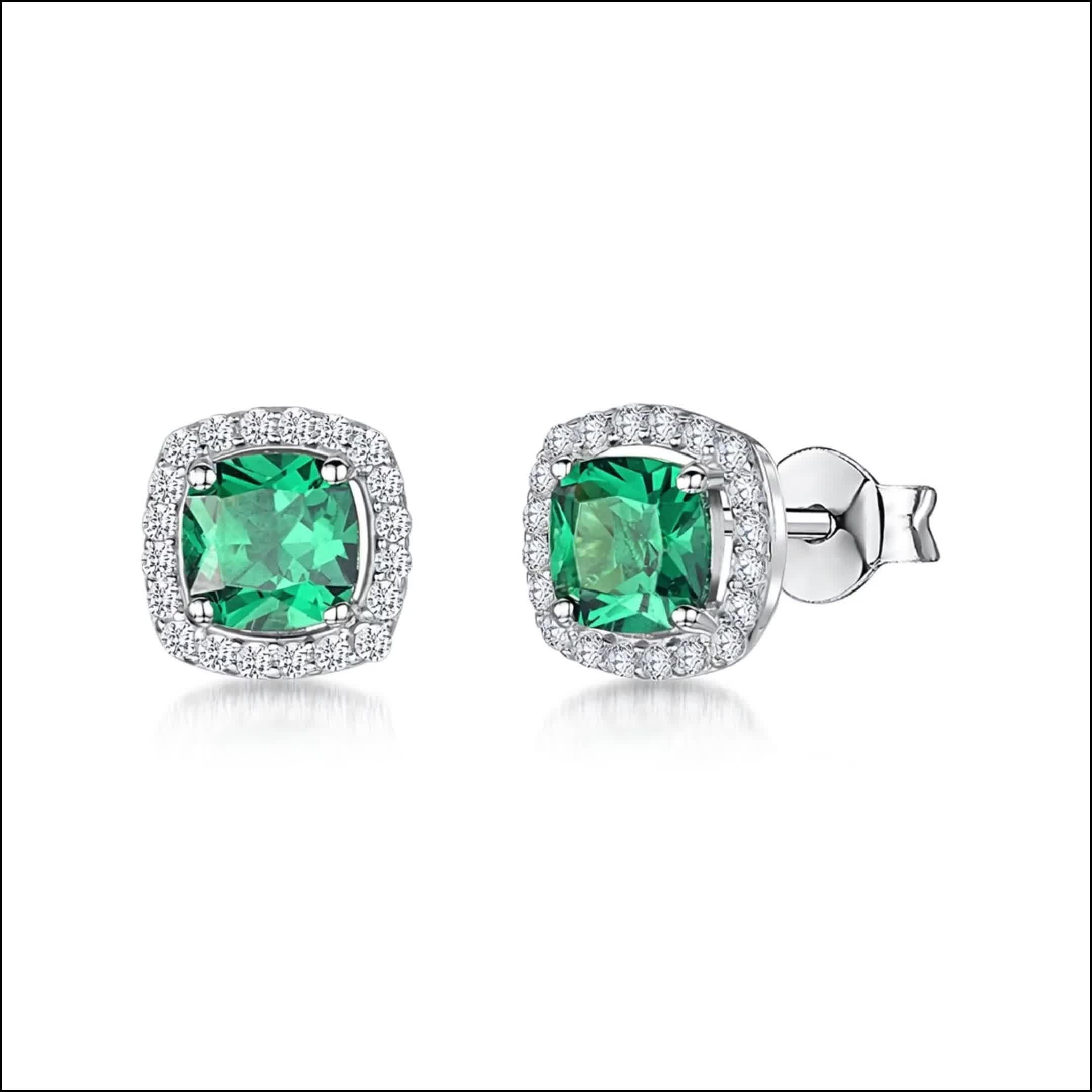 Jools by Jenny Brown cubic zirconia cushion stud earrings, imported from the UK