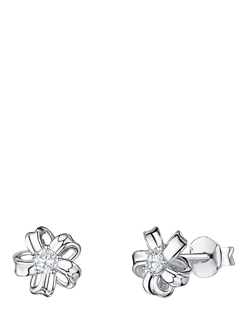 Jools cubic zirconia flower stud earrings silver - British product