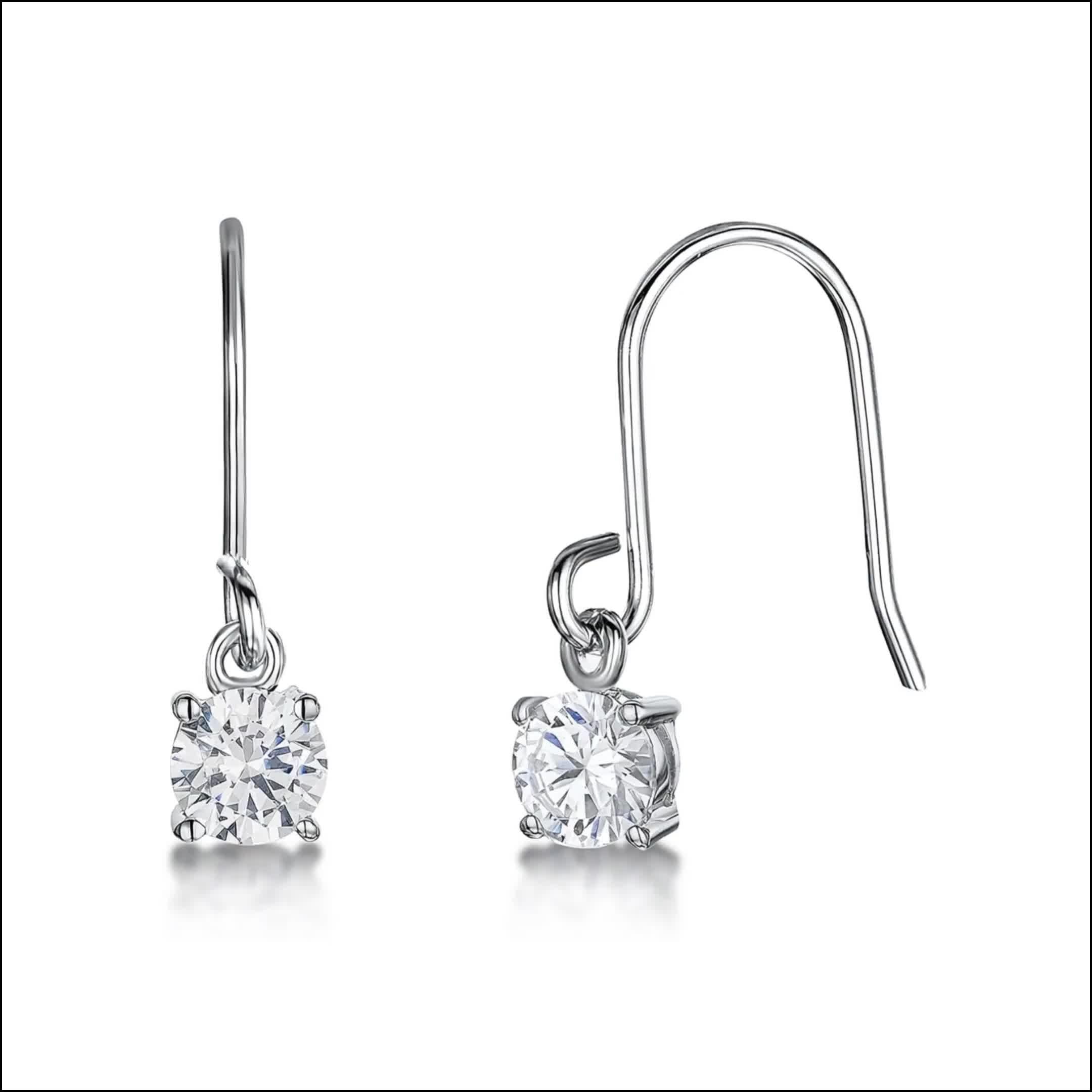 Jools by Jenny Brown cubic zirconia single drop earrings silver (British brand)