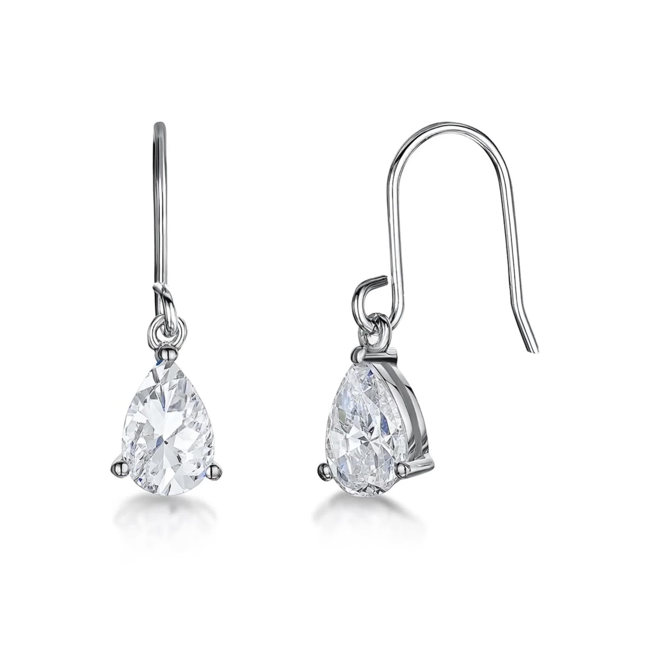 Jools by Jenny Brown cubic zirconia earrings silver tear drop - British product