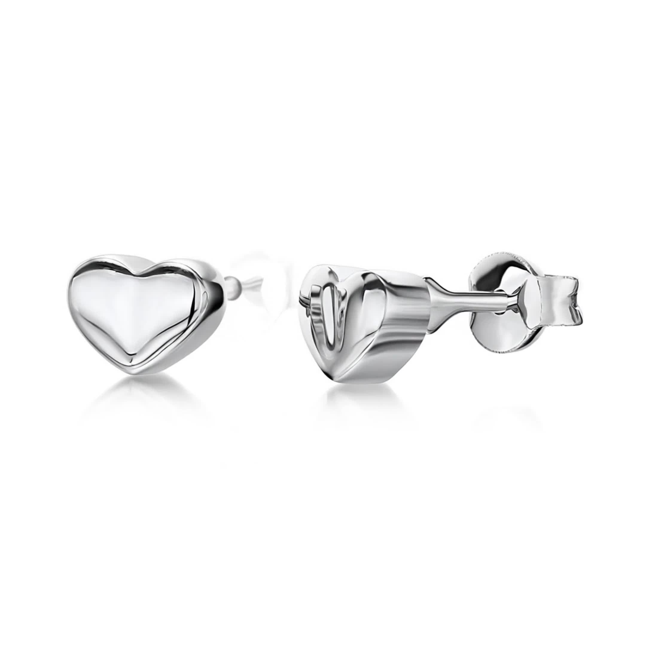 Jools by Jenny Brown polished heart stud earrings sterling silver (British brand)