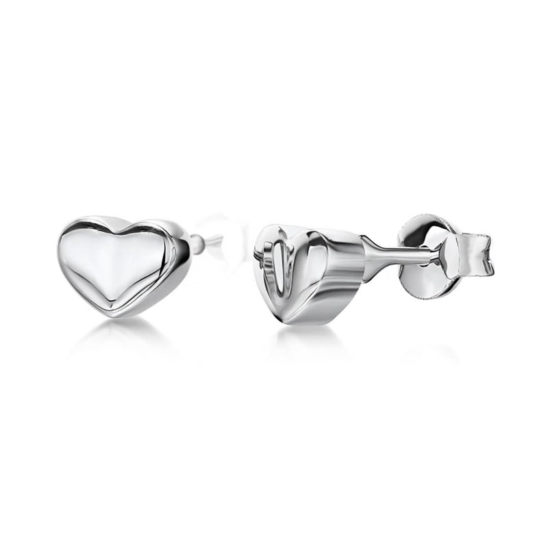 Jools by Jenny Brown polished heart stud earrings sterling silver (British brand)