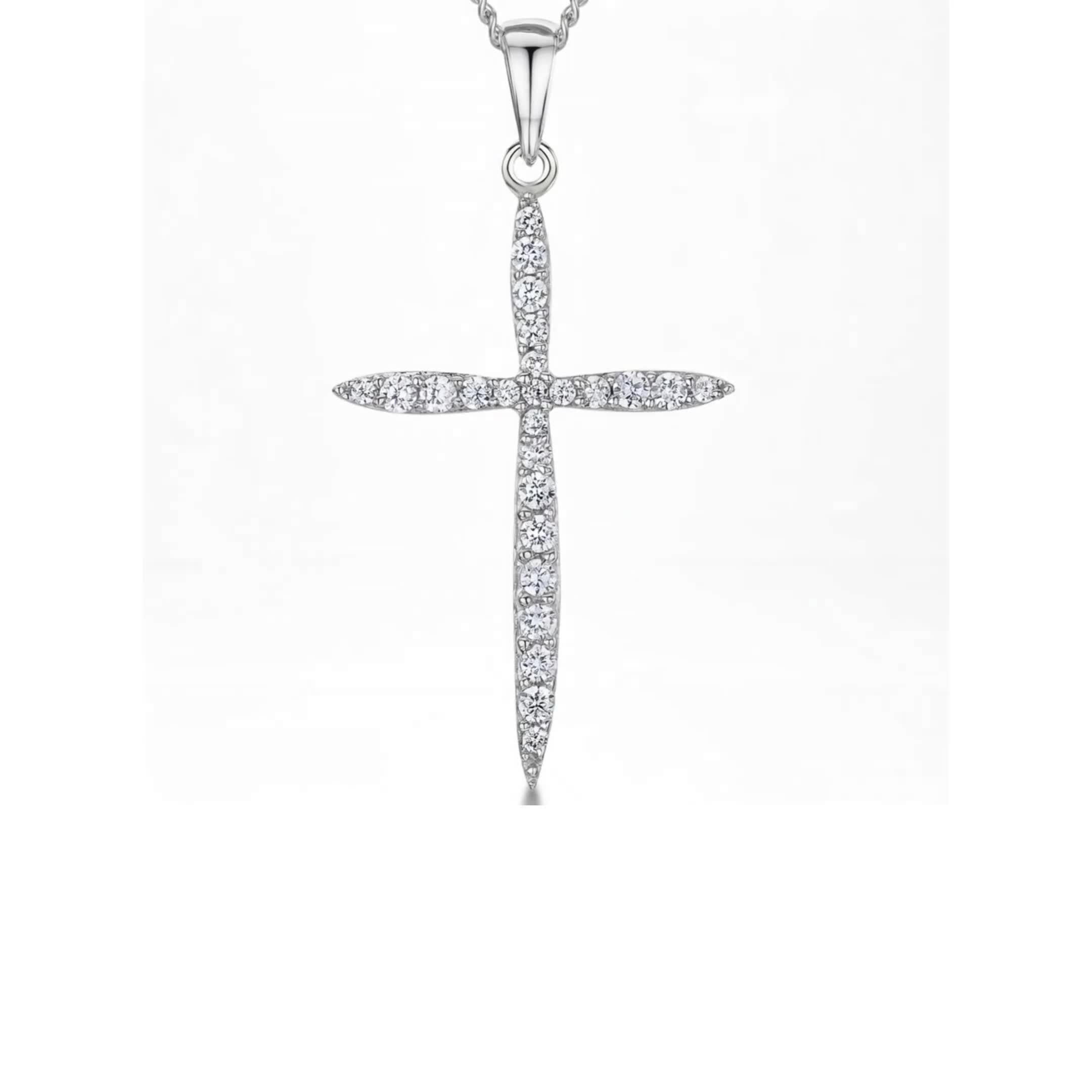 Jools by Jenny Brown cubic zirconia cross necklace silver - British product