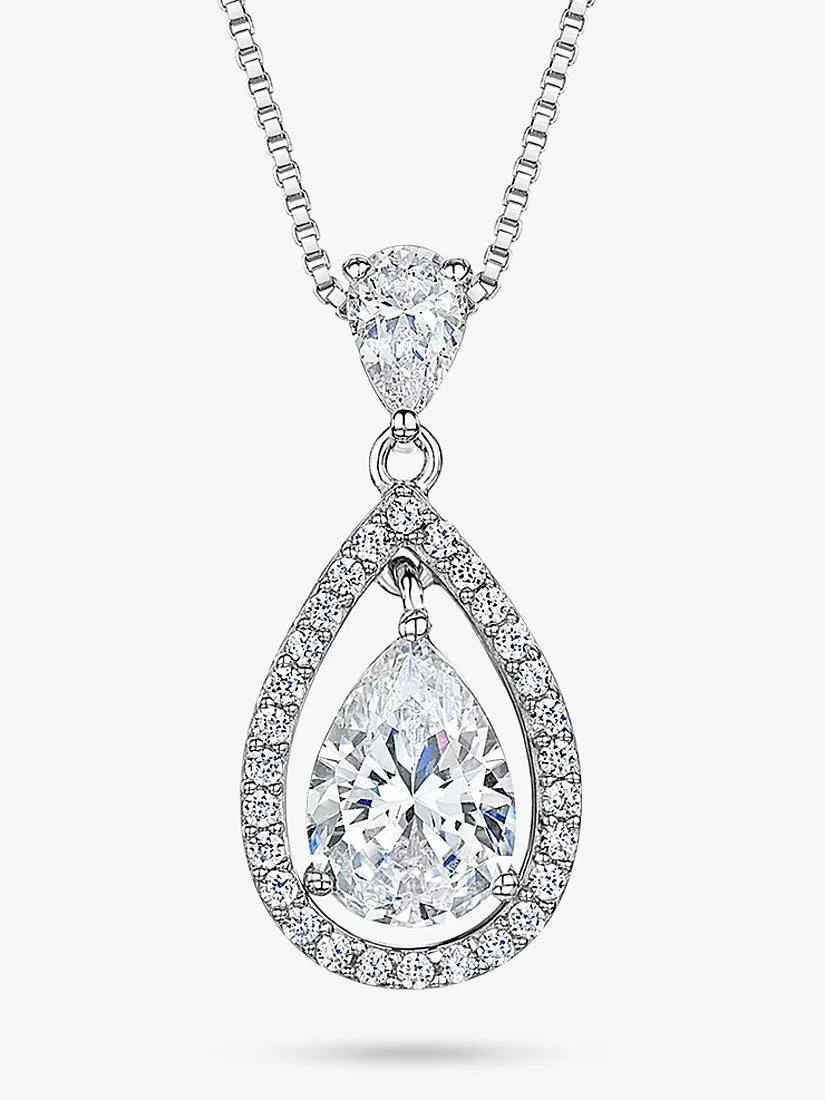Jools by Jenny Brown Cubic Zirconia Suspended Pear Stone Pendant Necklace, 16 inches