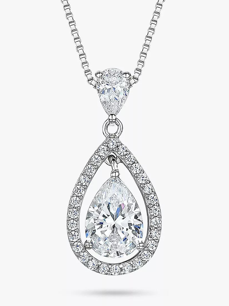 Jools by Jenny Brown Cubic Zirconia Suspended Pear Stone Pendant Necklace, 16 inches