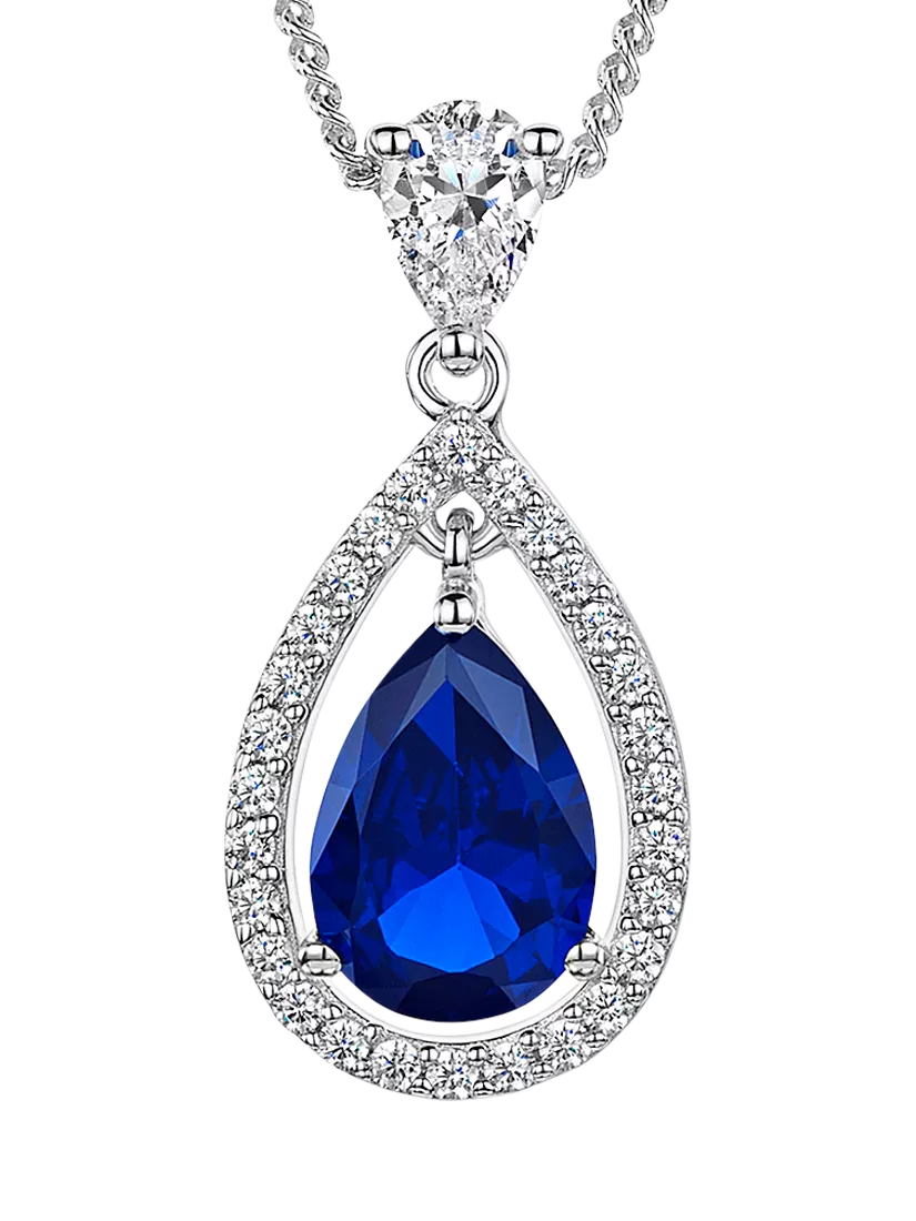 Jools by Jenny Brown cubic zirconia pear pendant necklace 16 inch chain, UK version