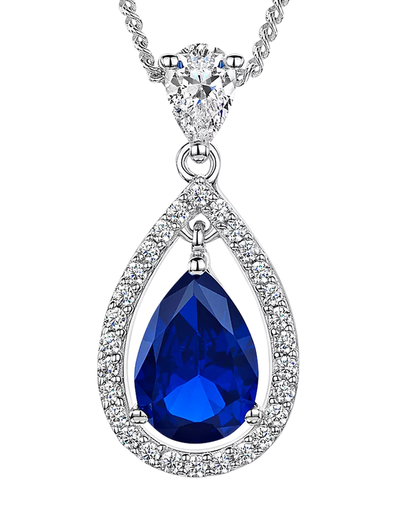 Jools by Jenny Brown cubic zirconia pear pendant necklace 16 inch chain, UK version