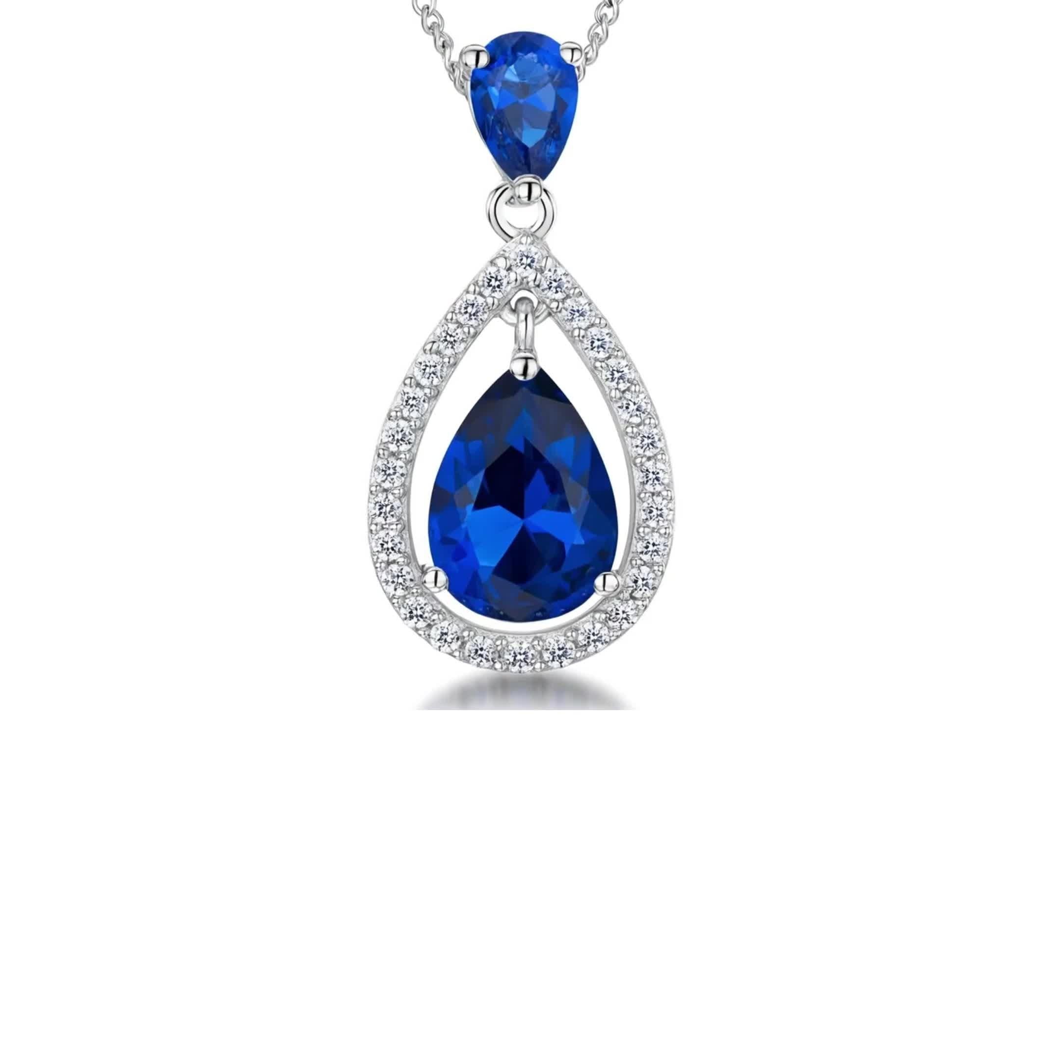 Jools by Jenny Brown cubic zirconia pear pendant necklace 16 inch chain, UK version