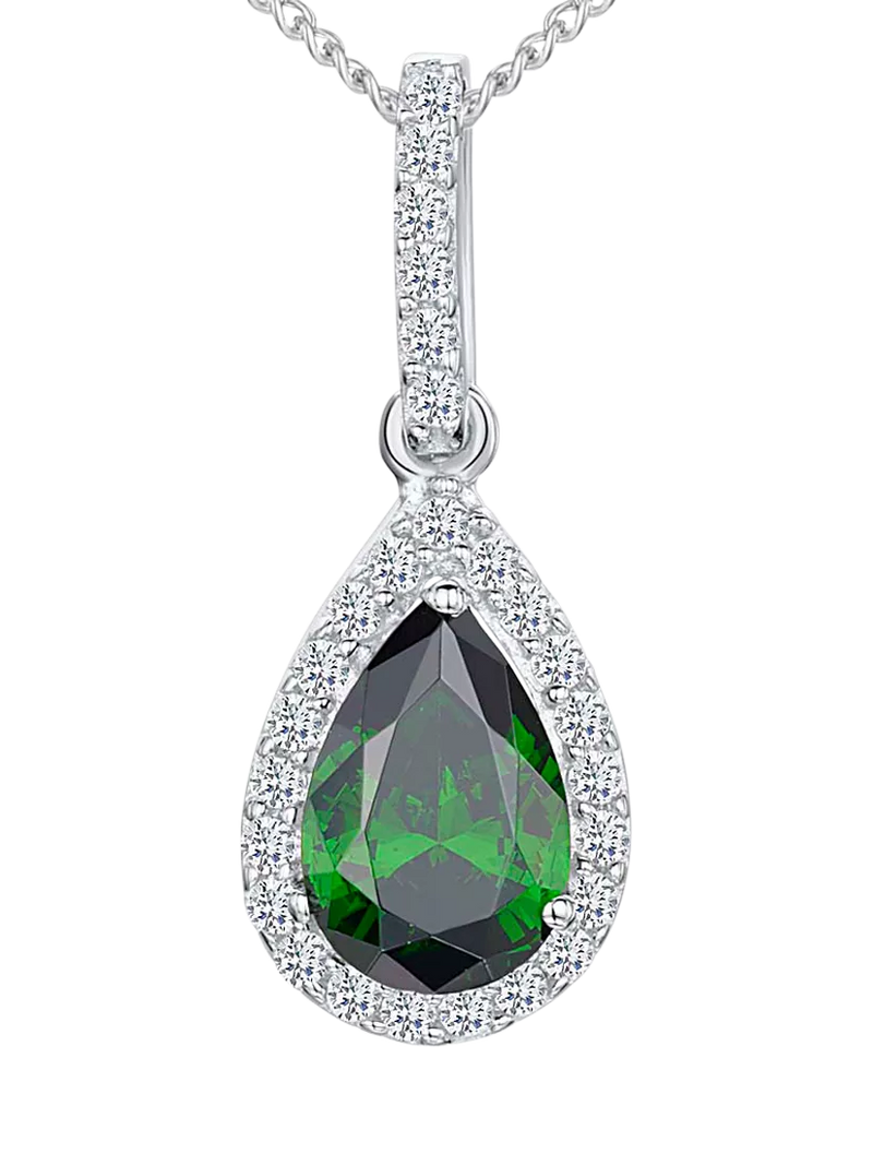 Jools by Jenny Brown Sterling Silver Cubic Zirconia Teardrop Pendant Necklace with 16-Inch Chain