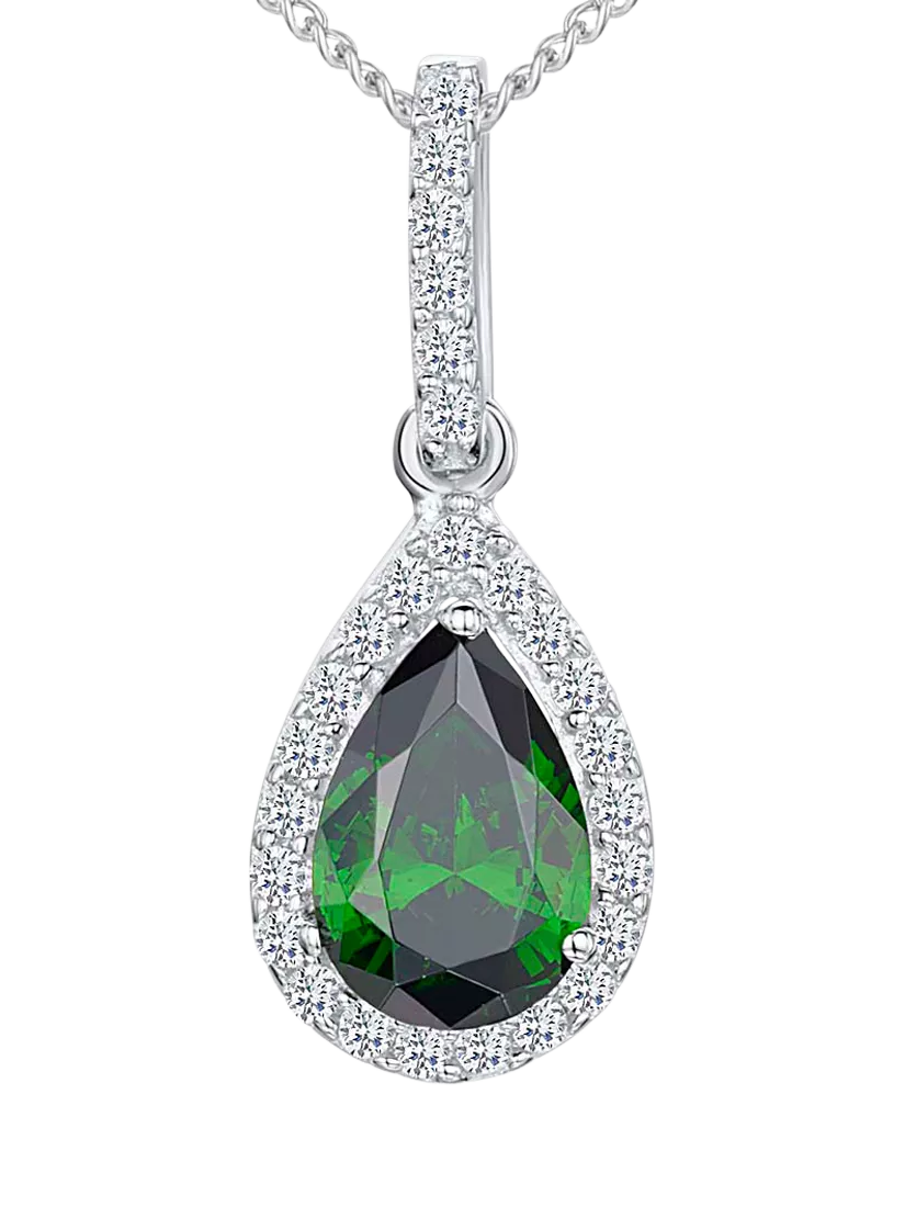 Jools by Jenny Brown Sterling Silver Cubic Zirconia Teardrop Pendant Necklace with 16-Inch Chain