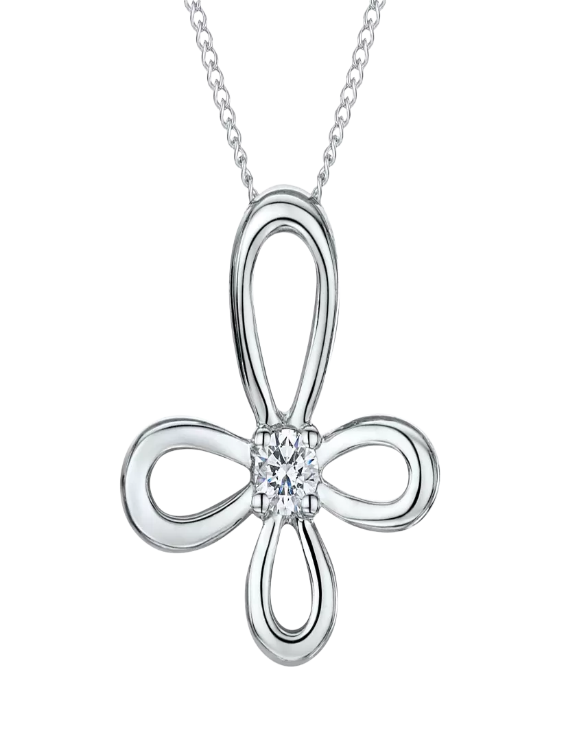 Jools by Jenny Brown cubic zirconia floral pendant necklace 16 inches, imported from the UK