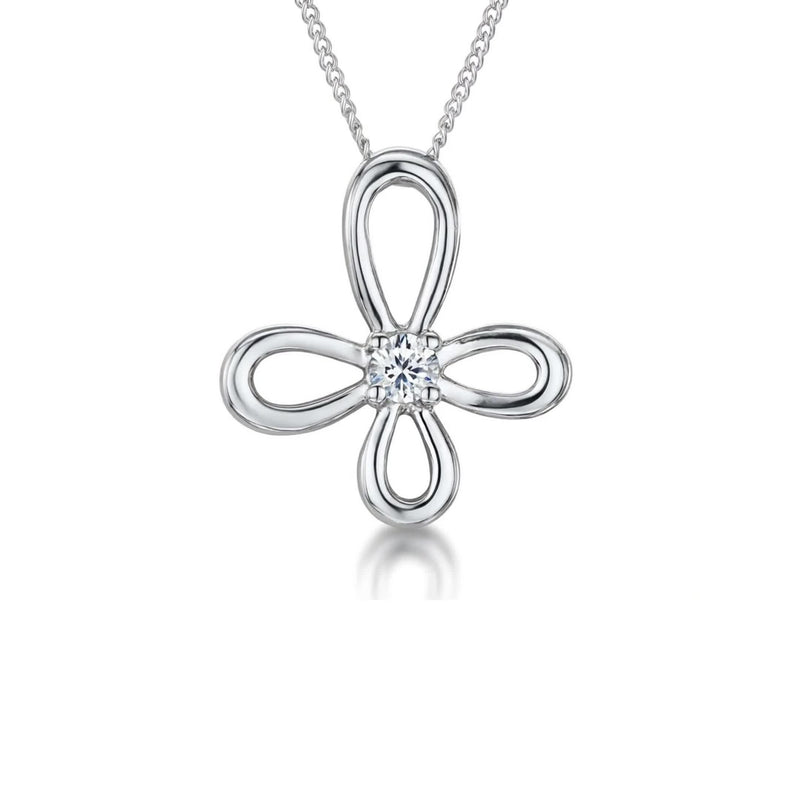 Jools by Jenny Brown cubic zirconia floral pendant necklace 16 inches, imported from the UK