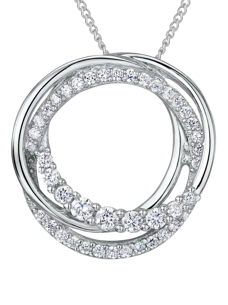 Jools by Jenny Brown cubic zirconia hooped circles necklace 16 inch chain, UK version