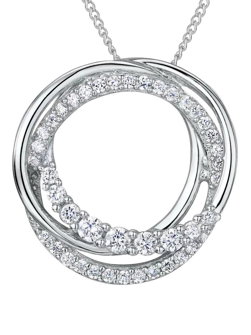 Jools by Jenny Brown cubic zirconia hooped circles necklace 16 inch chain, UK version