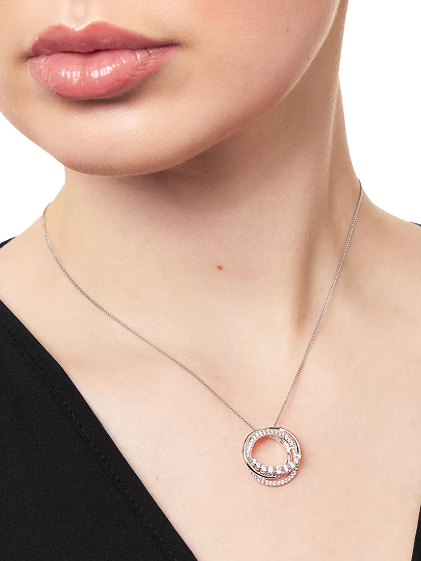 Jools by Jenny Brown cubic zirconia hooped circles necklace 16 inch chain, UK version