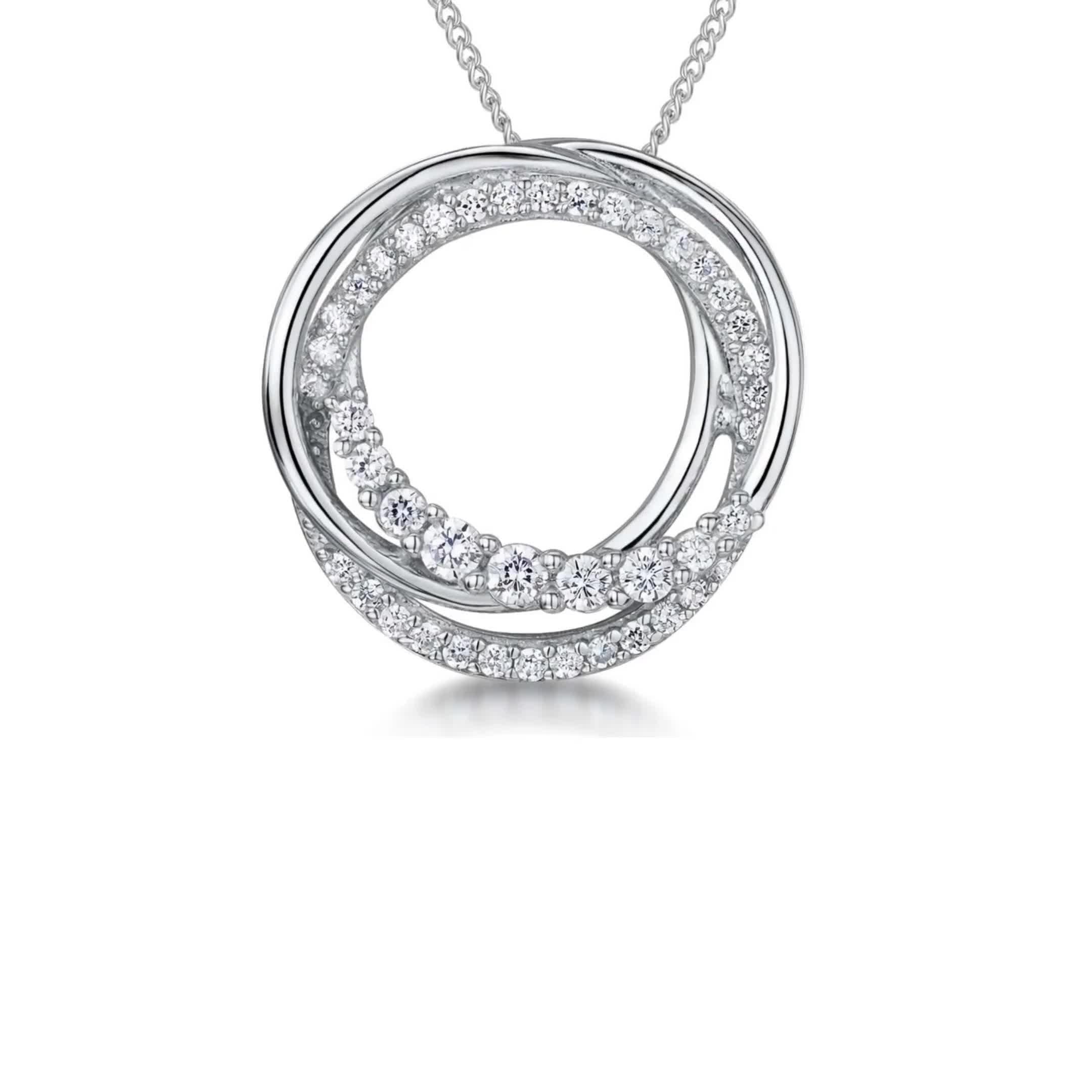 Jools by Jenny Brown cubic zirconia hooped circles necklace 16 inch chain, UK version