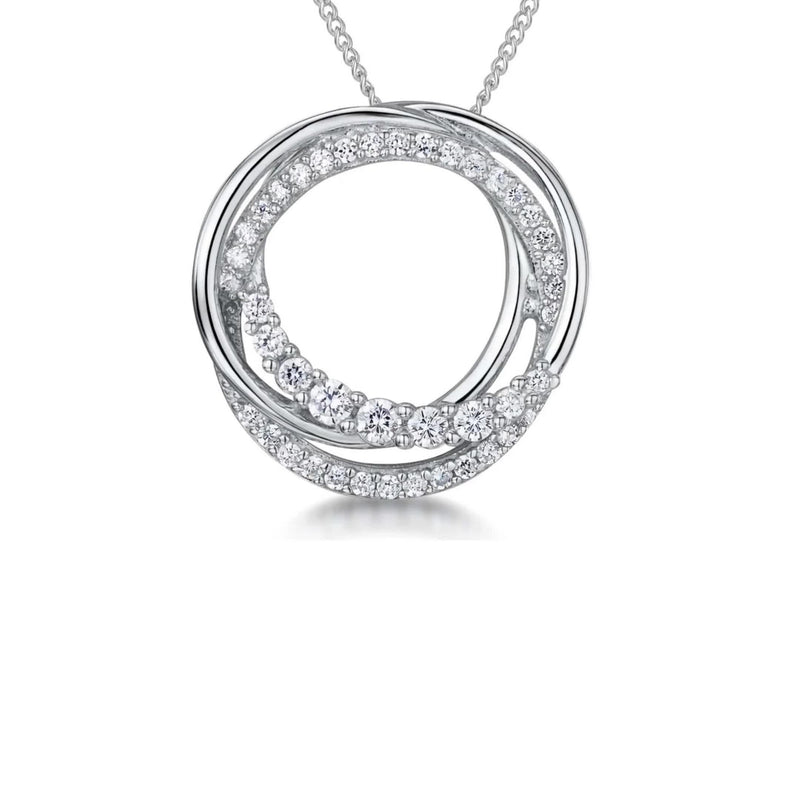 Jools by Jenny Brown cubic zirconia hooped circles necklace 16 inch chain, UK version