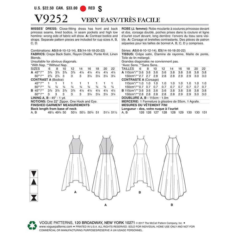 Vogue women's dress sewing pattern 9252 (British brand)