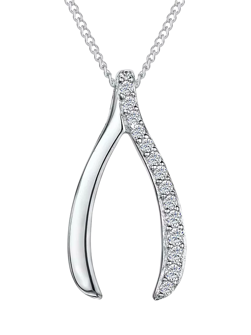 Jools by Jenny Brown cubic zirconia wishbone necklace, imported from the UK