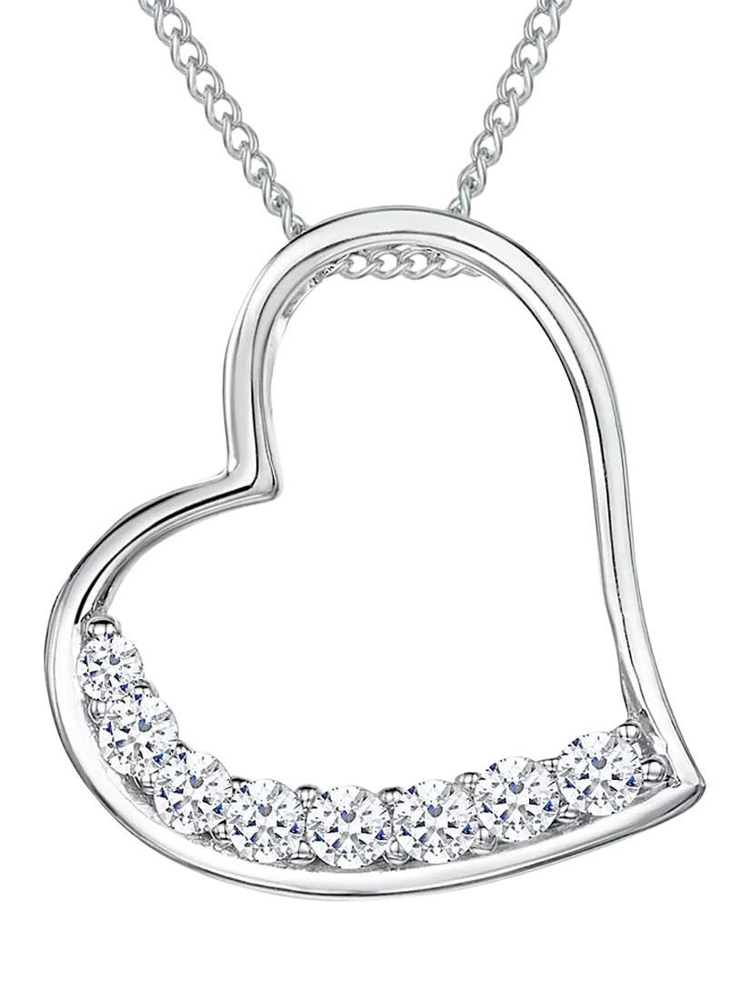 Jools by Jenny Brown cubic zirconia asymmetric heart pendant necklace, UK version