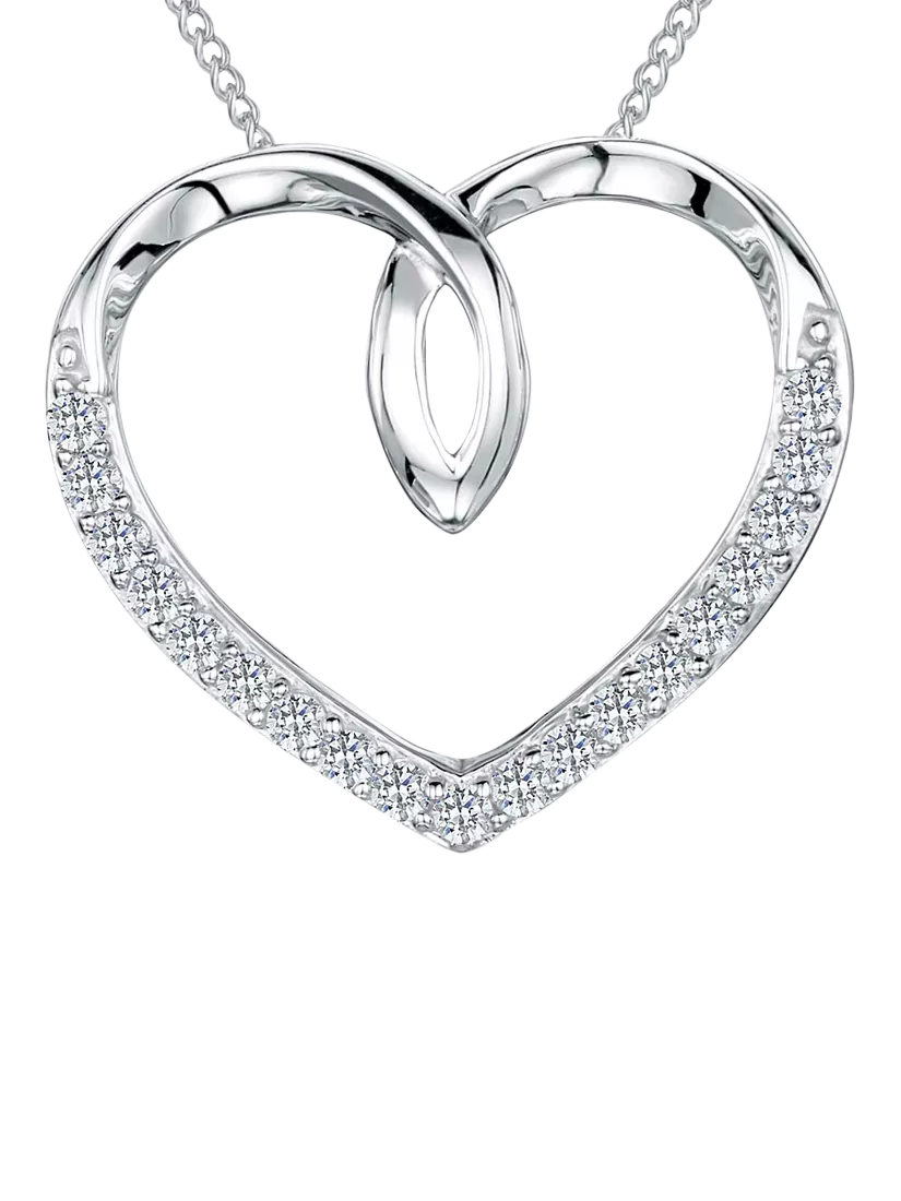 Jools by Jenny Brown cubic zirconia looped heart necklace 16 inch, imported from the UK