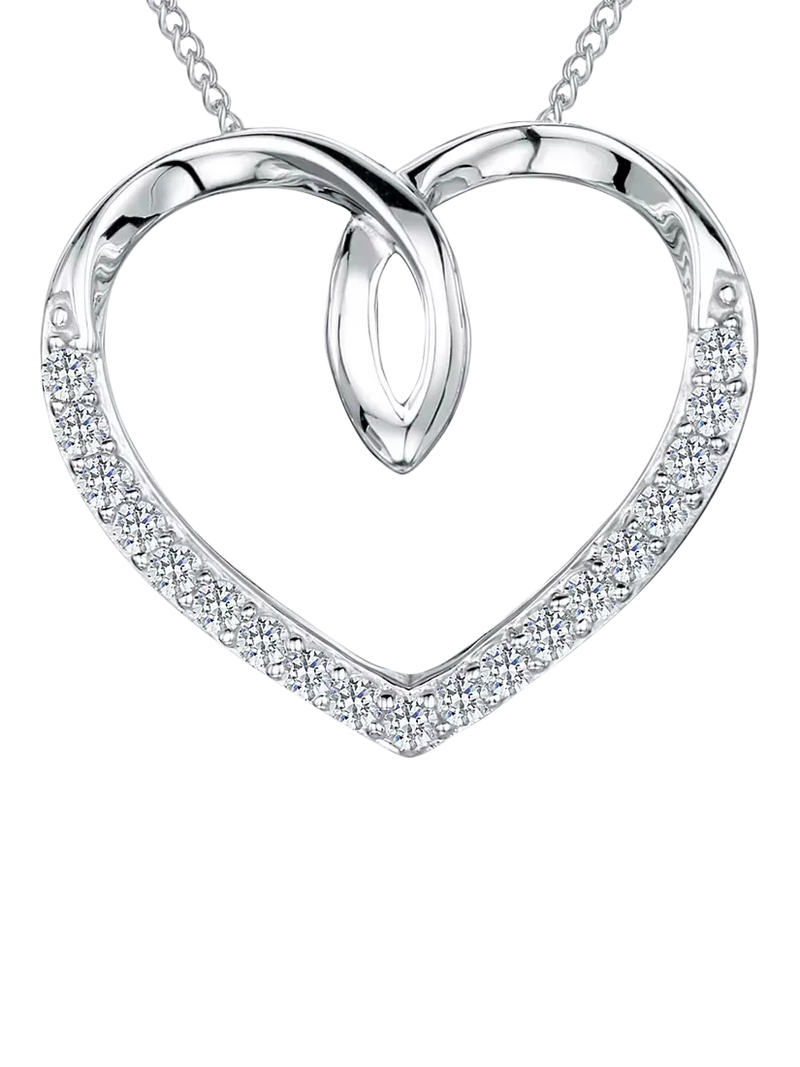 Jools by Jenny Brown cubic zirconia looped heart necklace 16 inch, imported from the UK