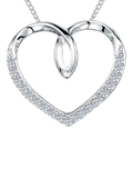 Jools by Jenny Brown cubic zirconia looped heart necklace 16 inch, imported from the UK