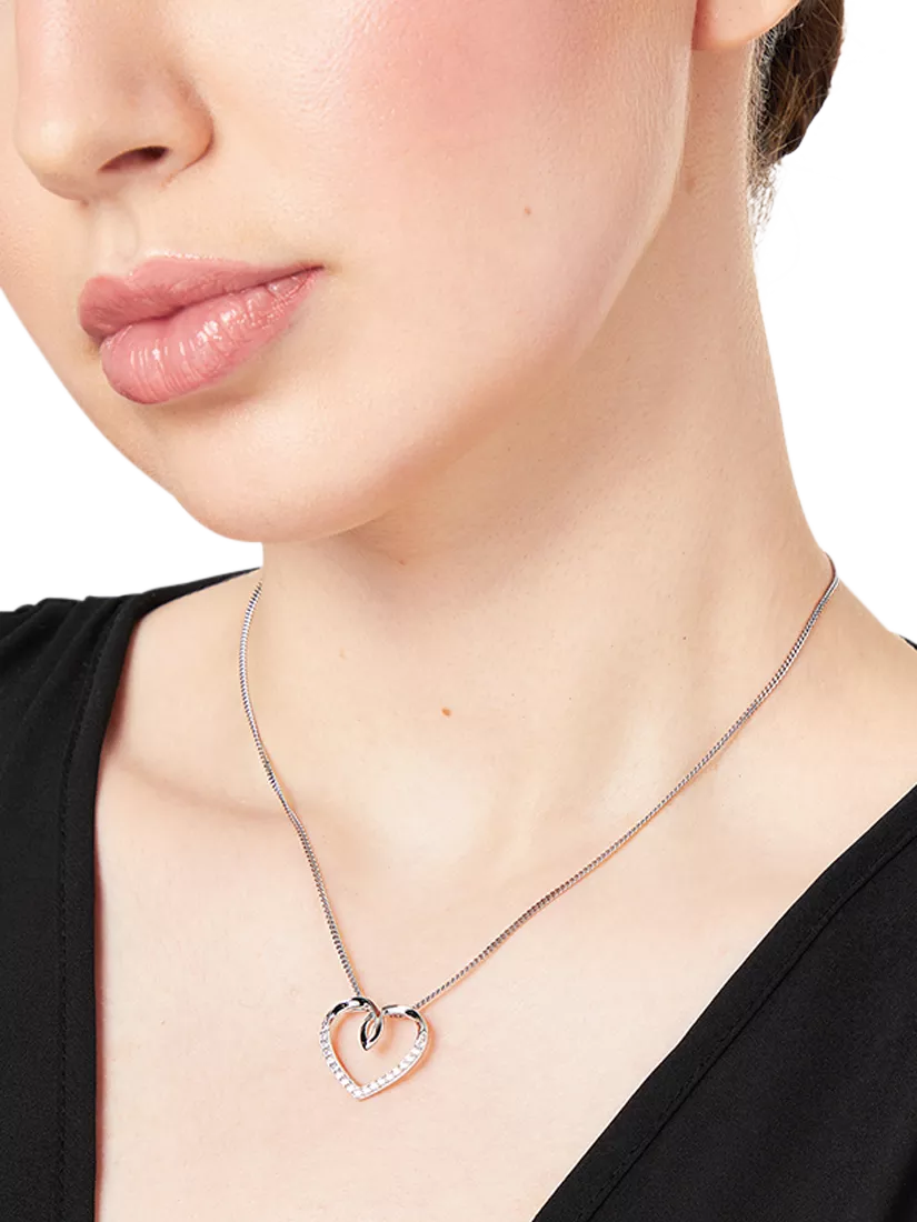 Jools by Jenny Brown cubic zirconia looped heart necklace 16 inch, imported from the UK