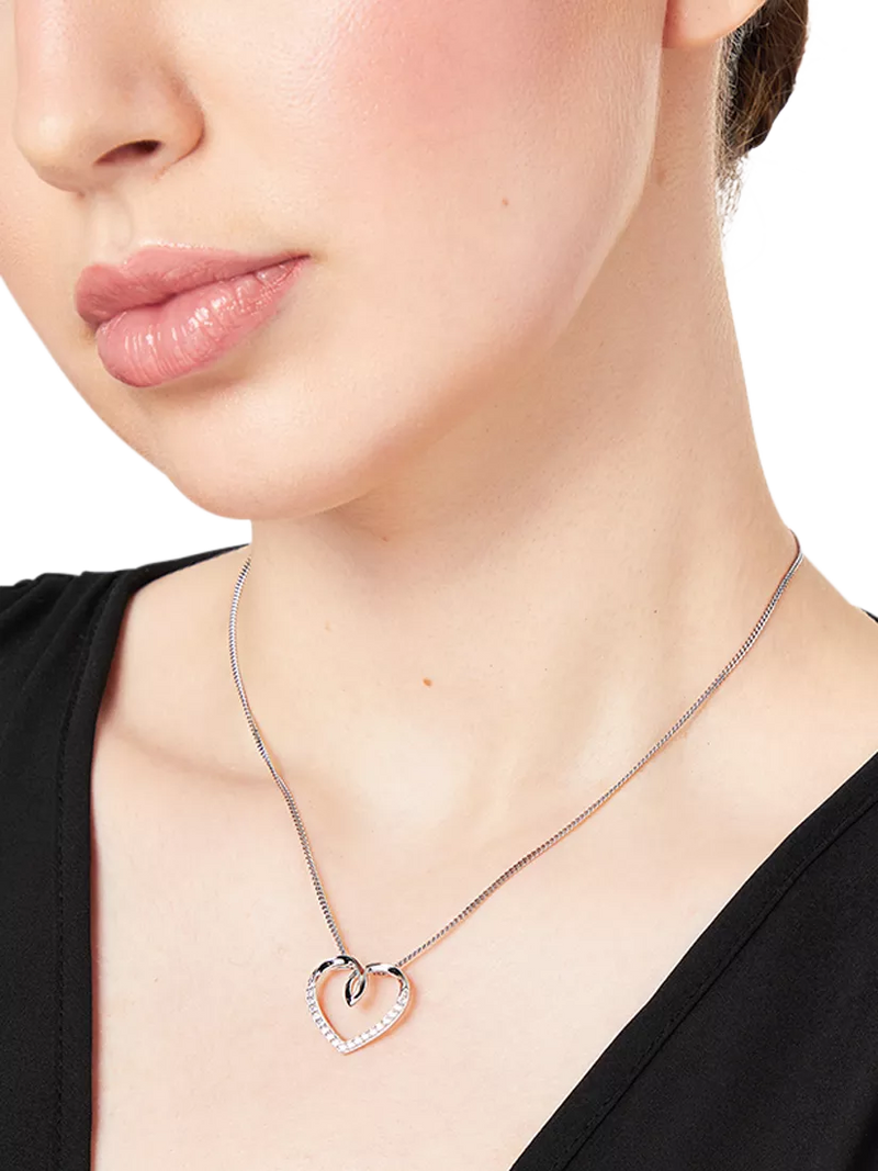 Jools by Jenny Brown cubic zirconia looped heart necklace 16 inch, imported from the UK