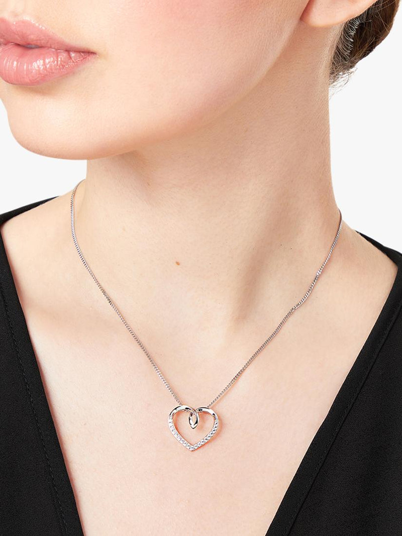 Jools by Jenny Brown cubic zirconia looped heart necklace 16 inch, imported from the UK