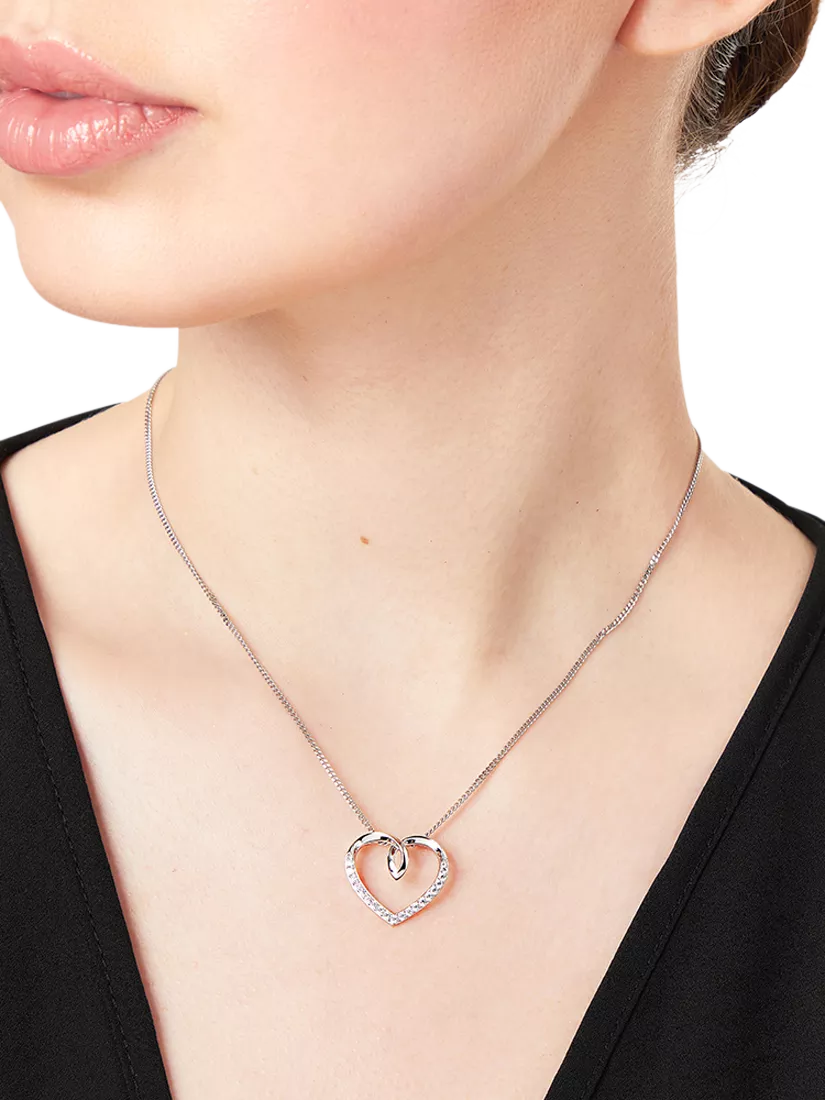 Jools by Jenny Brown cubic zirconia looped heart necklace 16 inch, imported from the UK