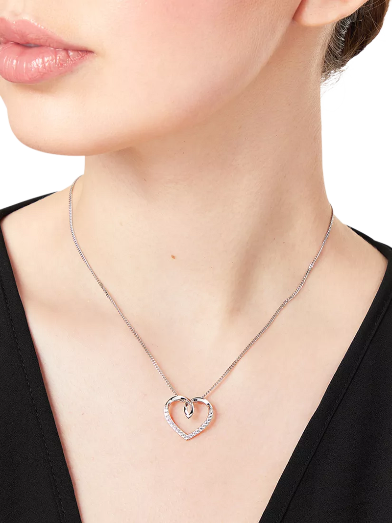 Jools by Jenny Brown cubic zirconia looped heart necklace 16 inch, imported from the UK