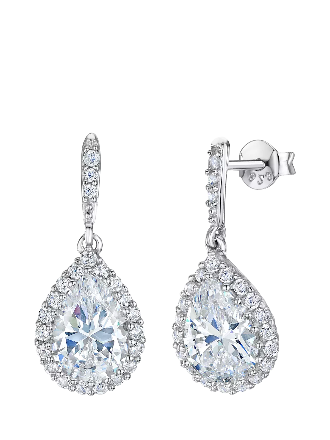 Jools by Jenny Brown cubic zirconia drop earrings silver - British product