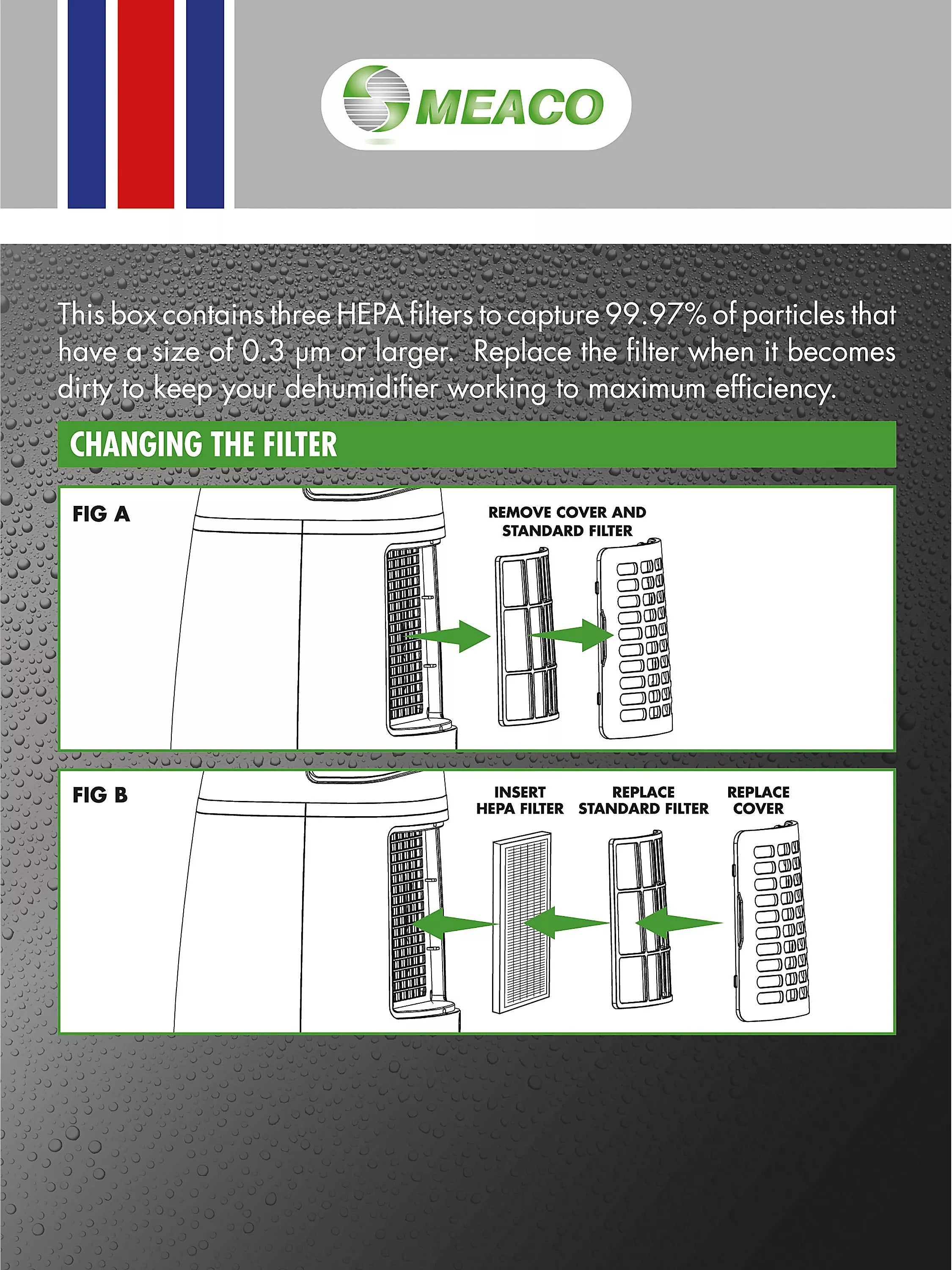 Meaco HEPA filter pack of 3 for dehumidifier - British product