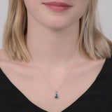E.W Adams 9ct white gold teardrop pendant necklace with topaz, UK version
