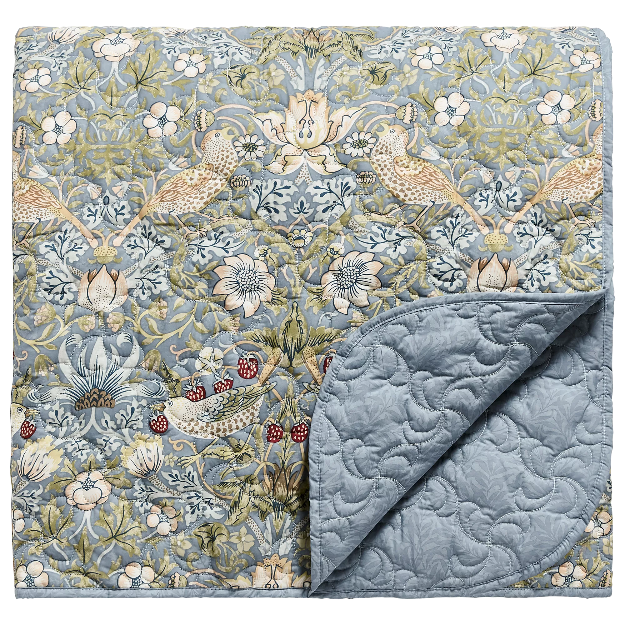 Morris & Co. Strawberry Thief Bedspread, Slate
