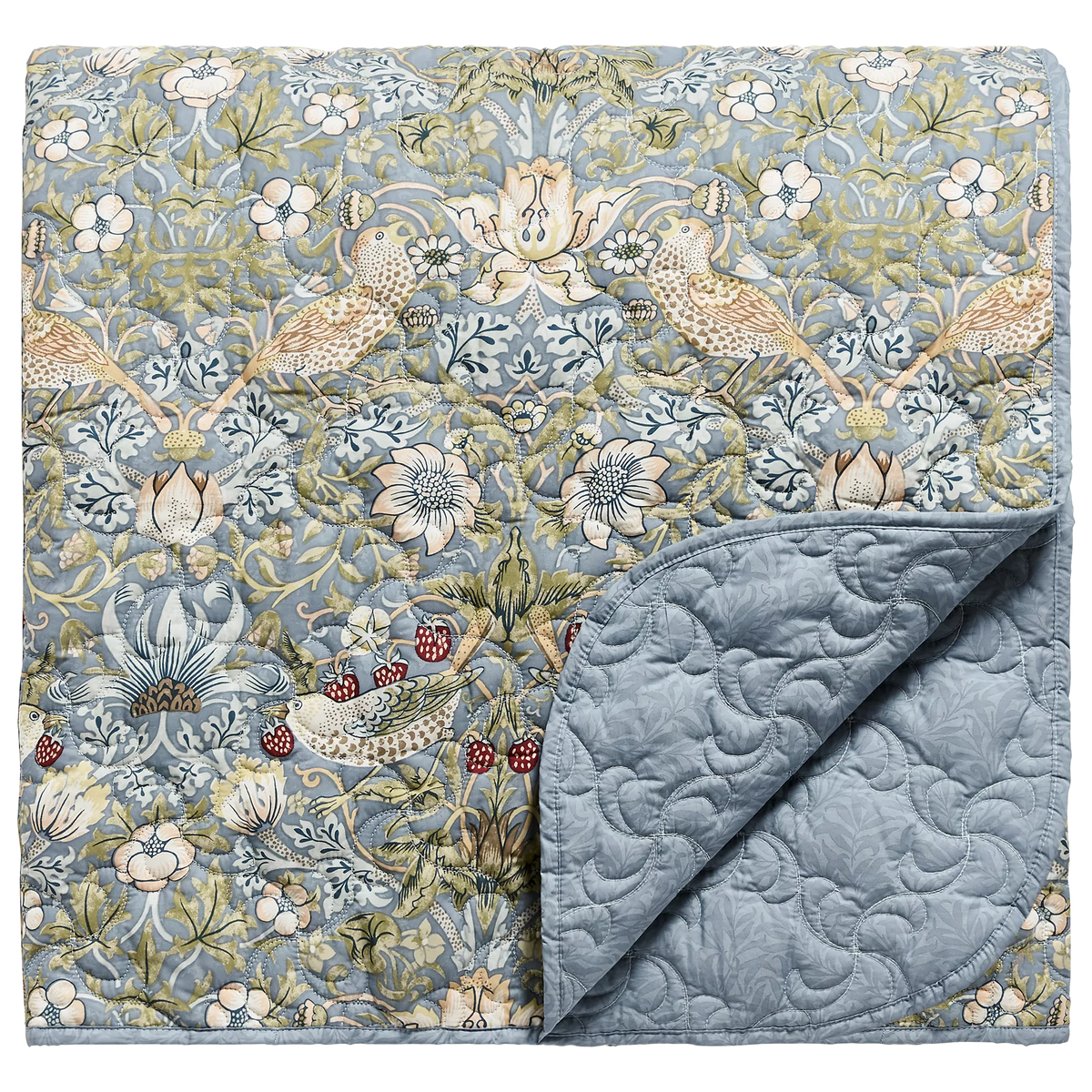 Morris & Co. Strawberry Thief Bedspread, Slate