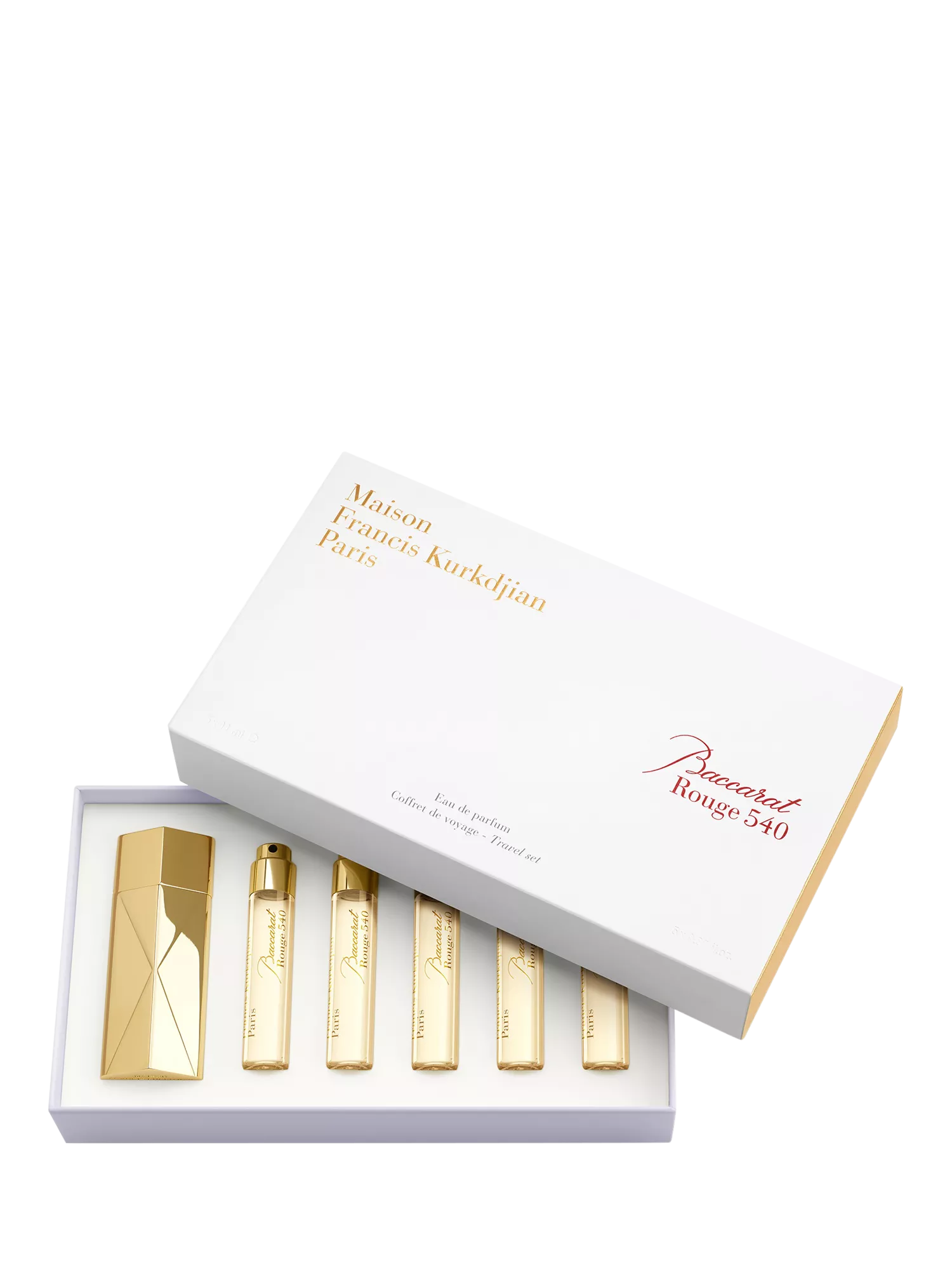 Maison Francis Kurkdjian Baccarat Rouge 540 Eau de Parfum travel set with 5 x 11ml refills, imported from the UK