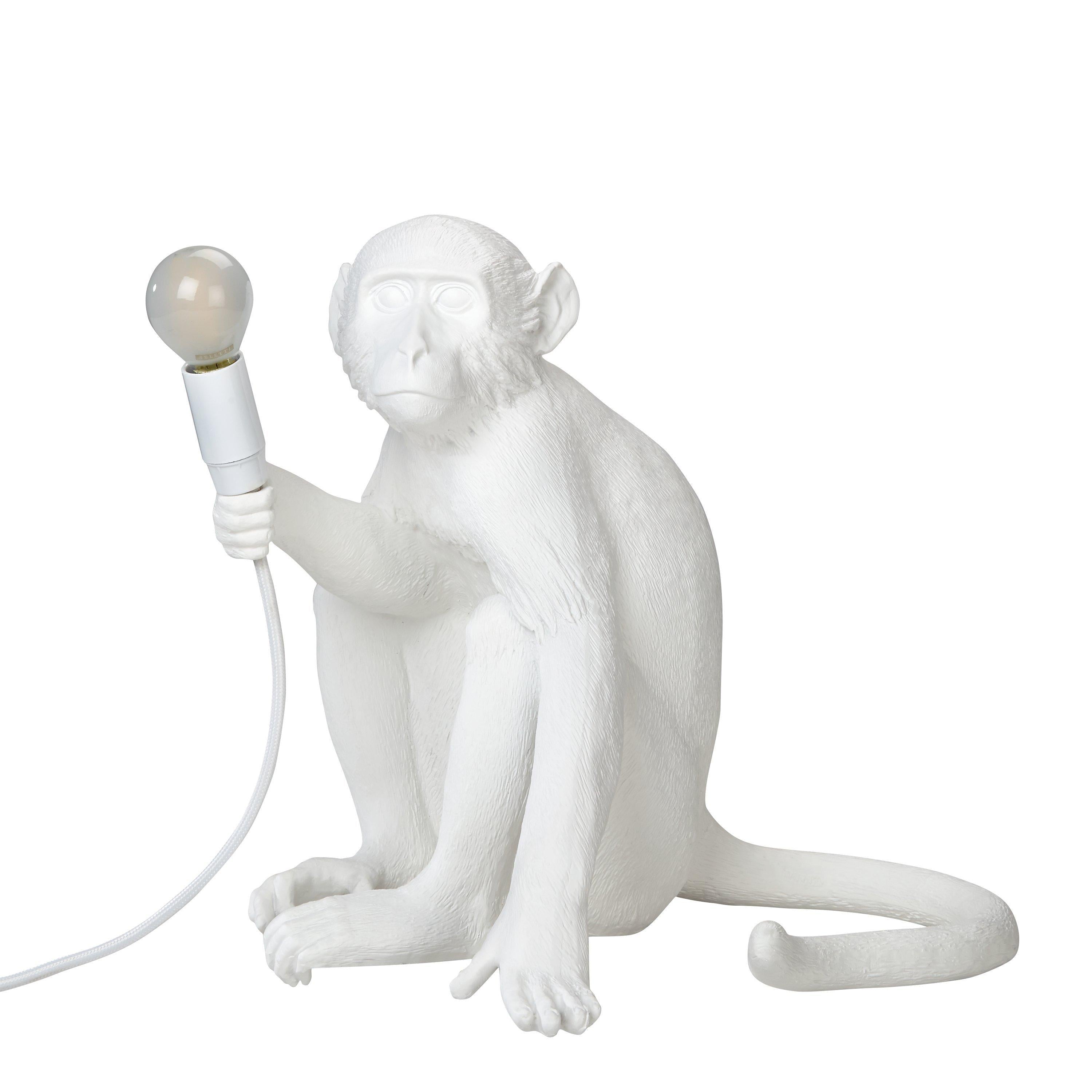 Seletti white sitting monkey table lamp with bulb - British product
