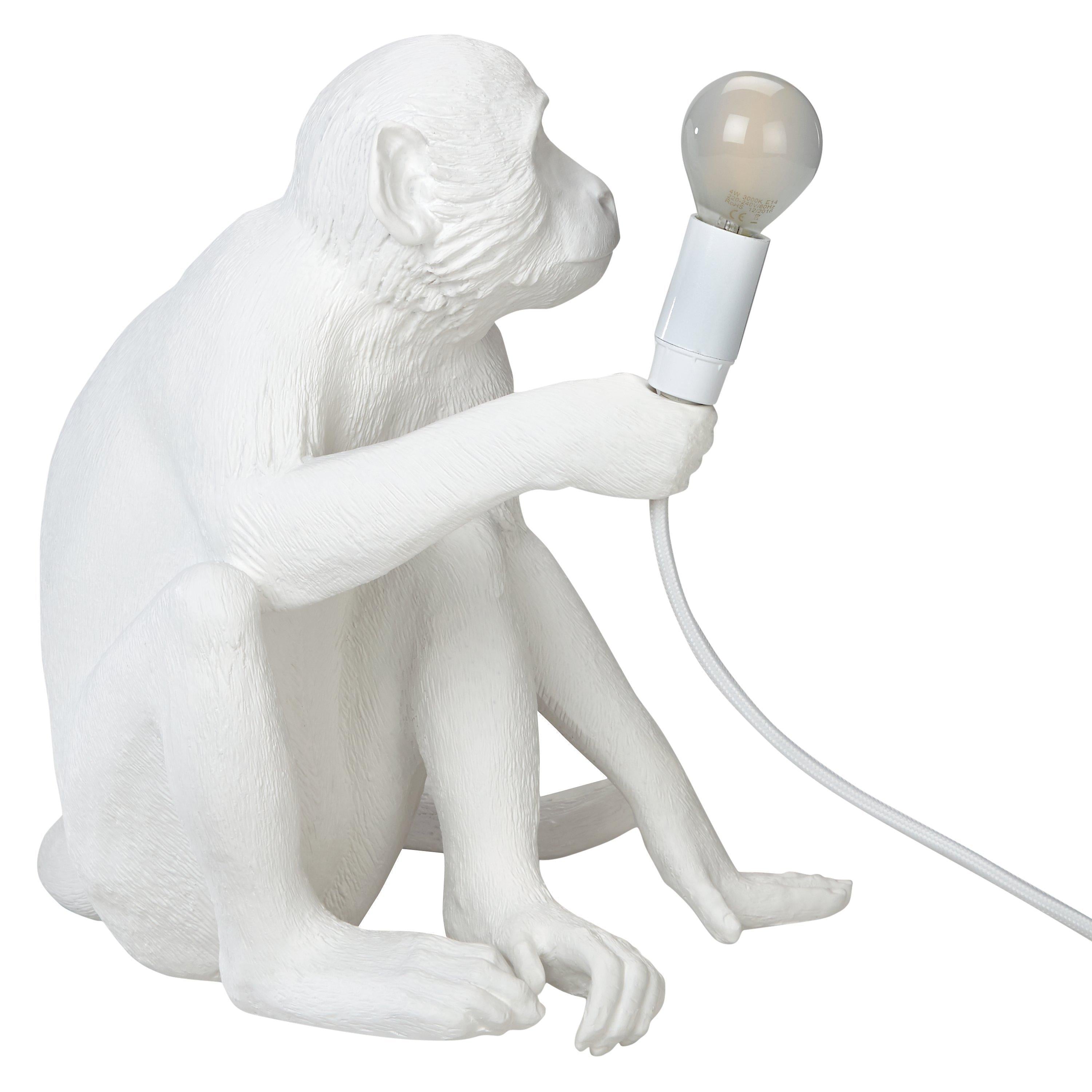 Seletti white sitting monkey table lamp with bulb - British product