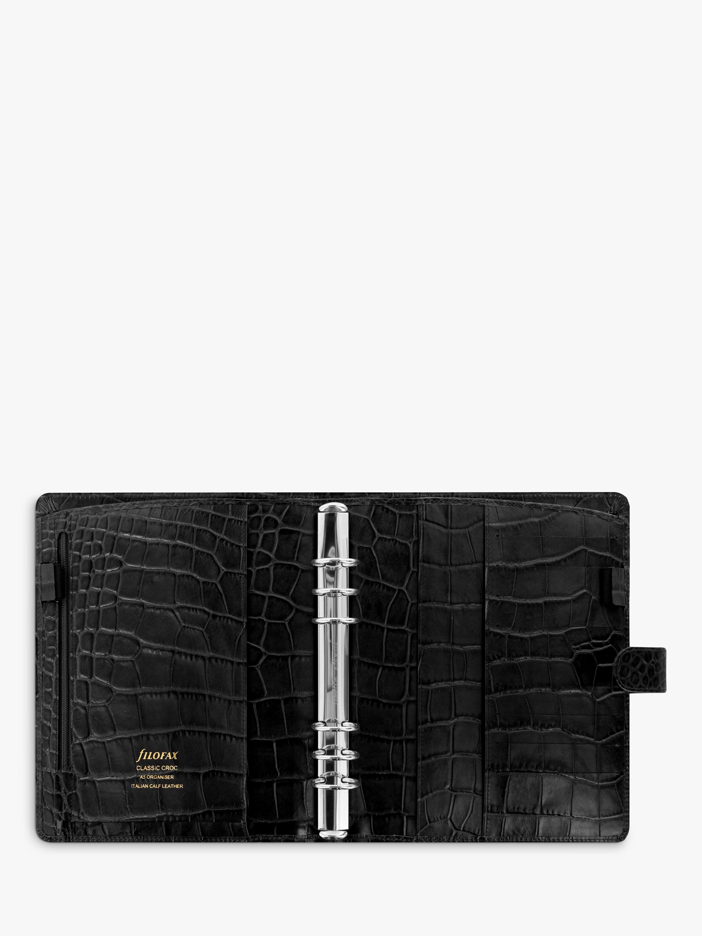 Filofax Classic Croc A5 Organiser in Ebony - British product
