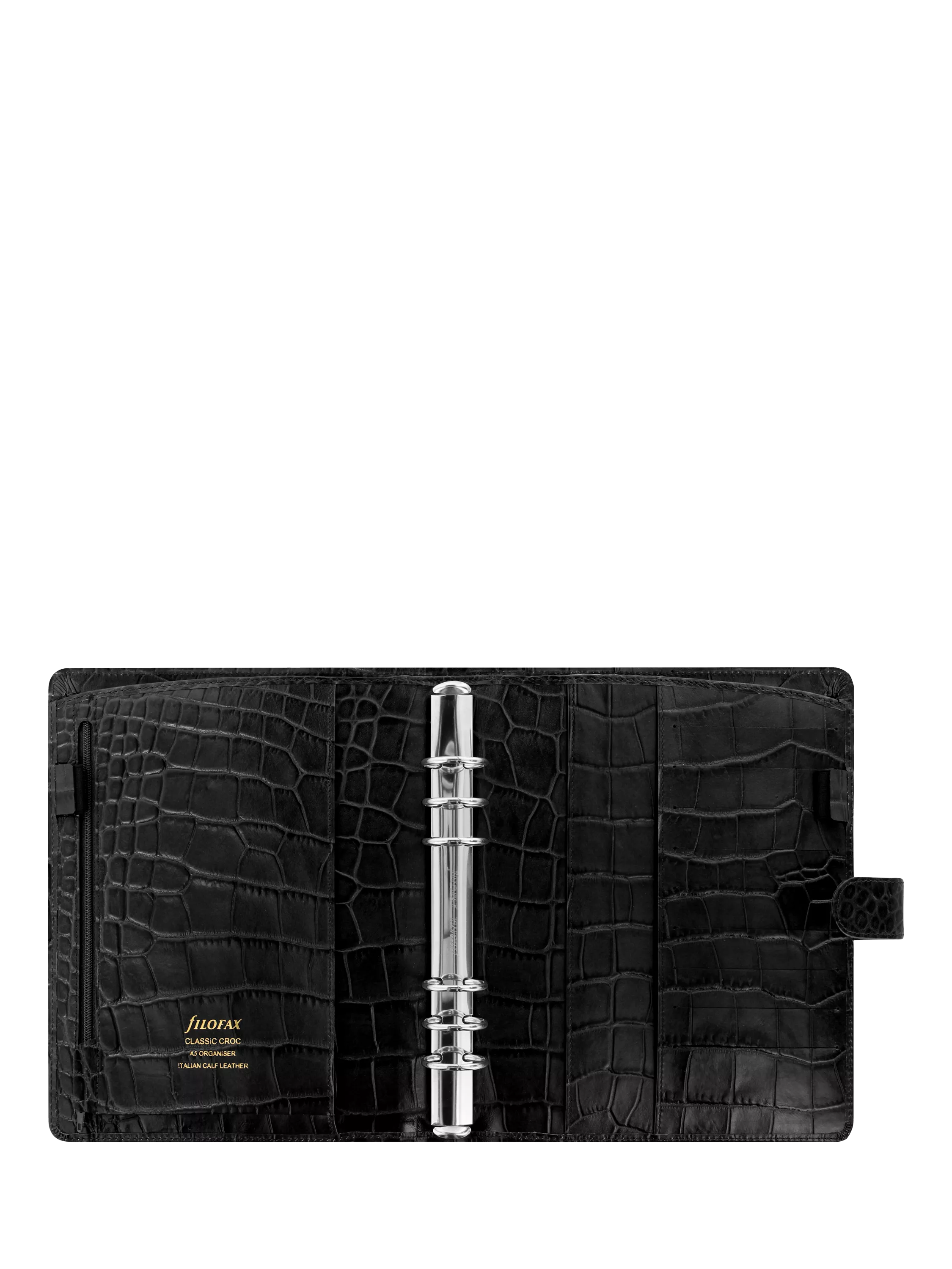 Filofax Classic Croc A5 Organiser in Ebony - British product