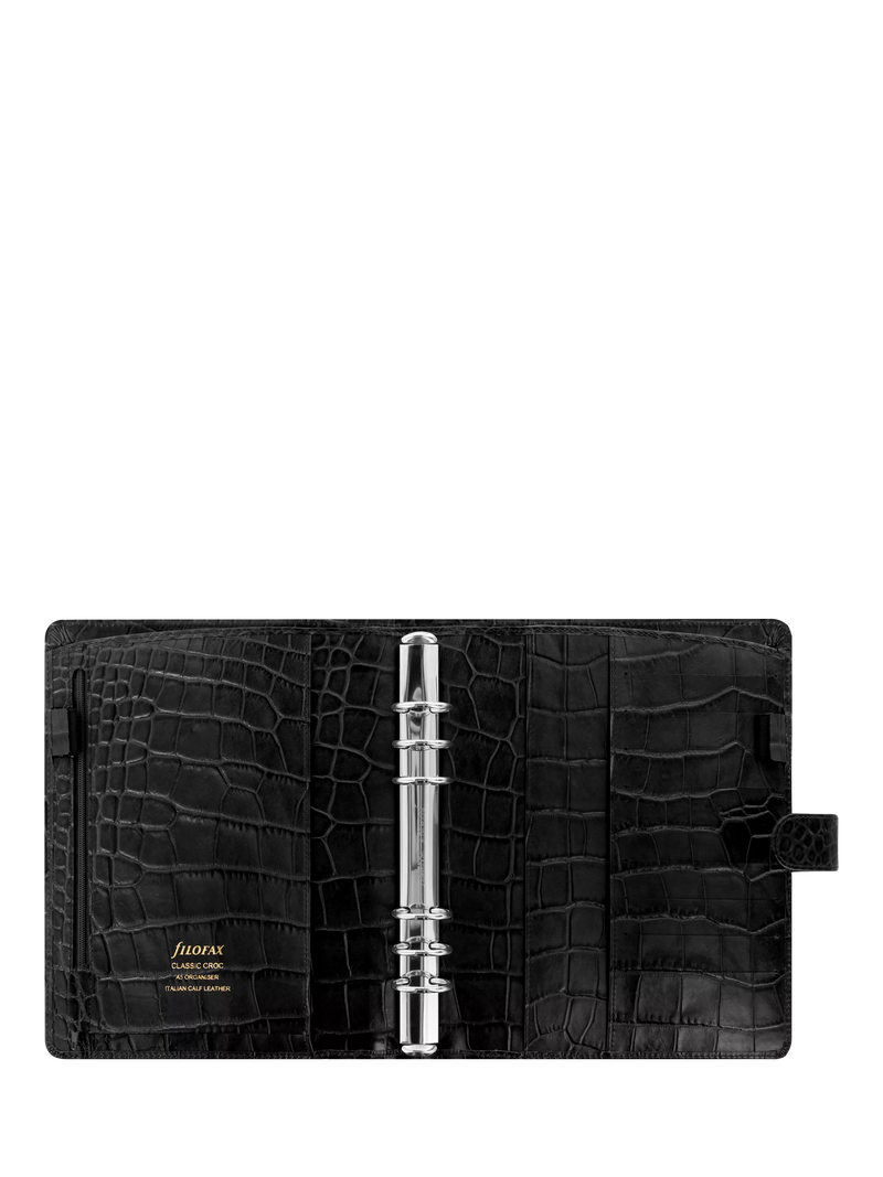 Filofax Classic Croc A5 Organiser in Ebony - British product