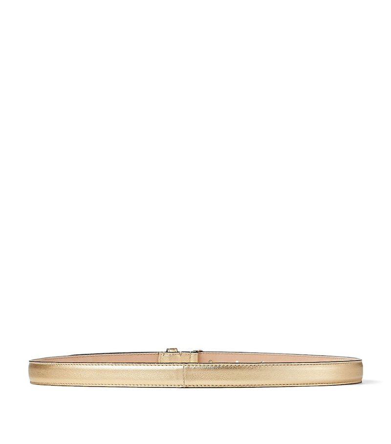 Jimmy Choo Helina mini leather belt with gold buckle, imported from the UK