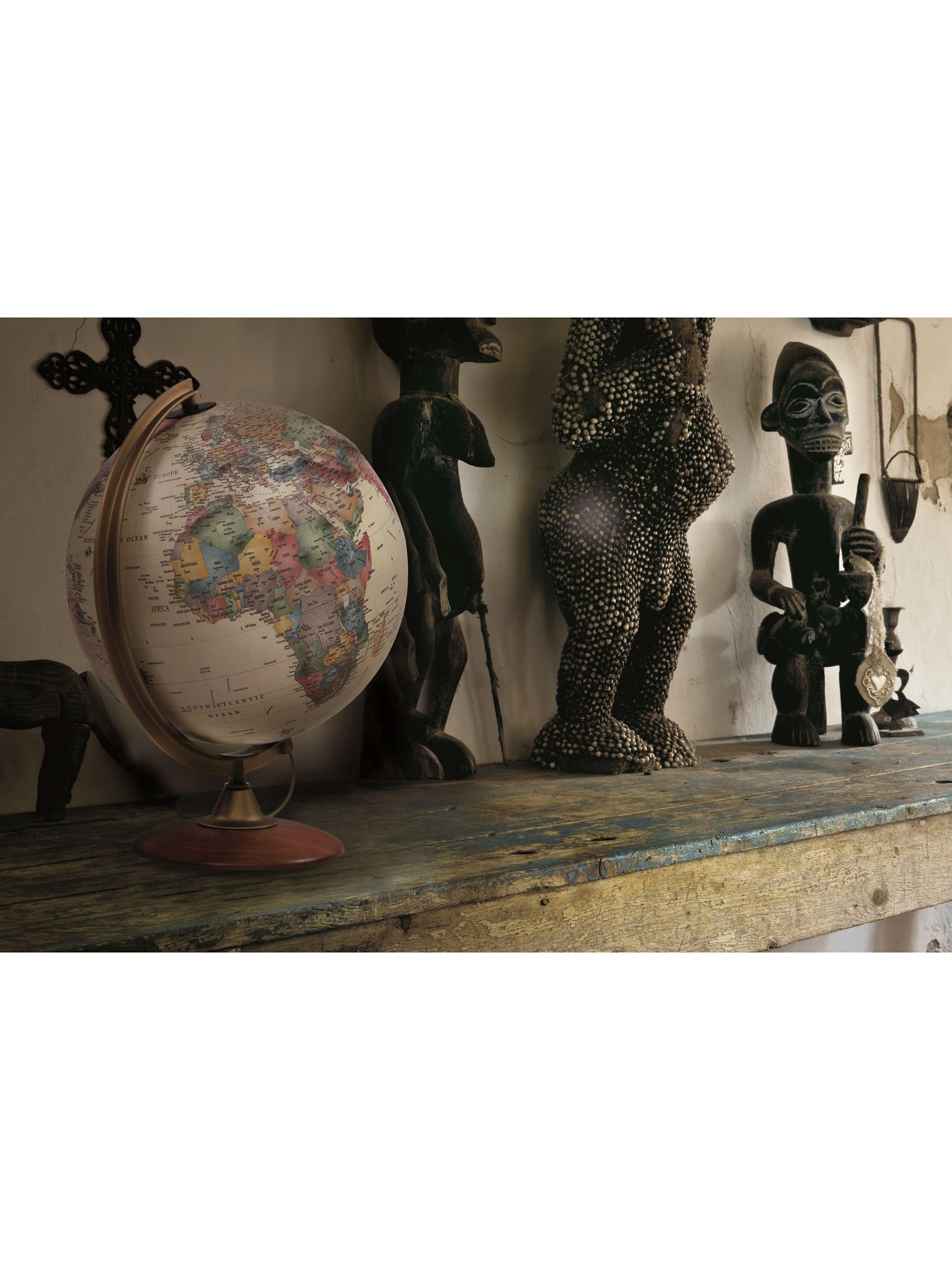 Nova Rico Colombo illuminated globe 30cm walnut pedestal, imported from the UK