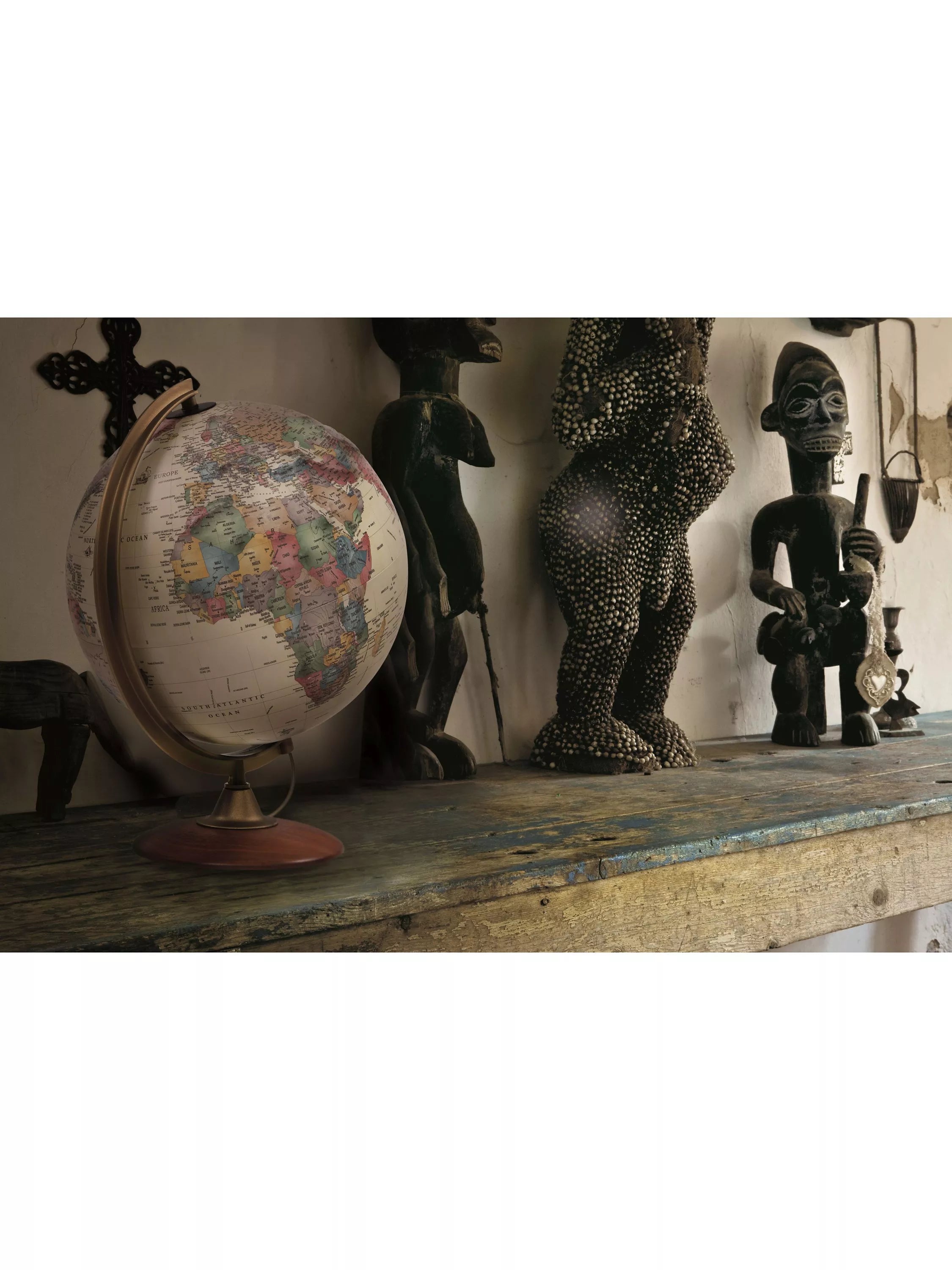 Nova Rico Colombo illuminated globe 30cm walnut pedestal, imported from the UK