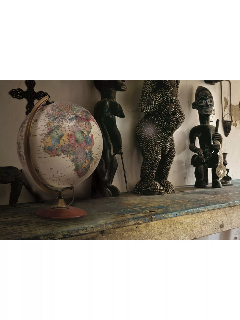 Nova Rico Colombo illuminated globe 30cm walnut pedestal, imported from the UK