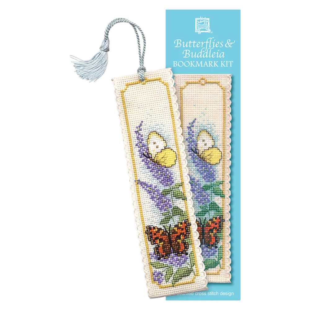 Textile Heritage butterfly and buddleia cross stitch bookmark kit, imported from the UK